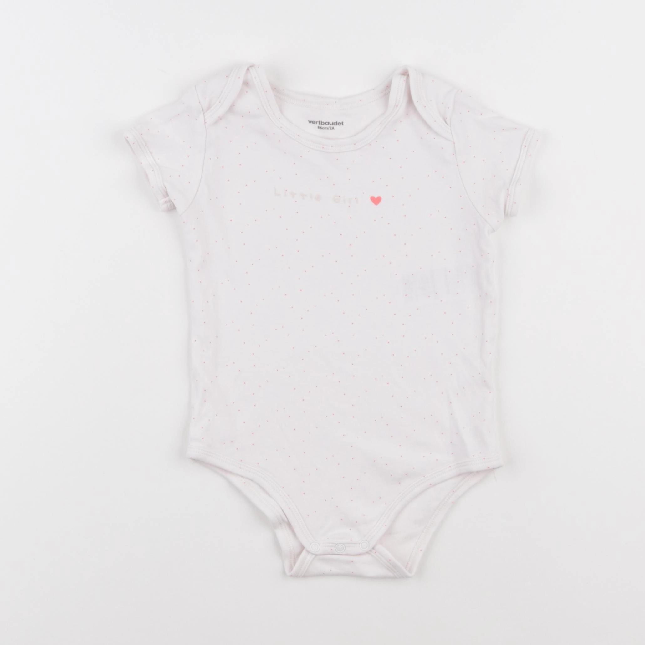 Vertbaudet - body rose, blanc - 2 ans