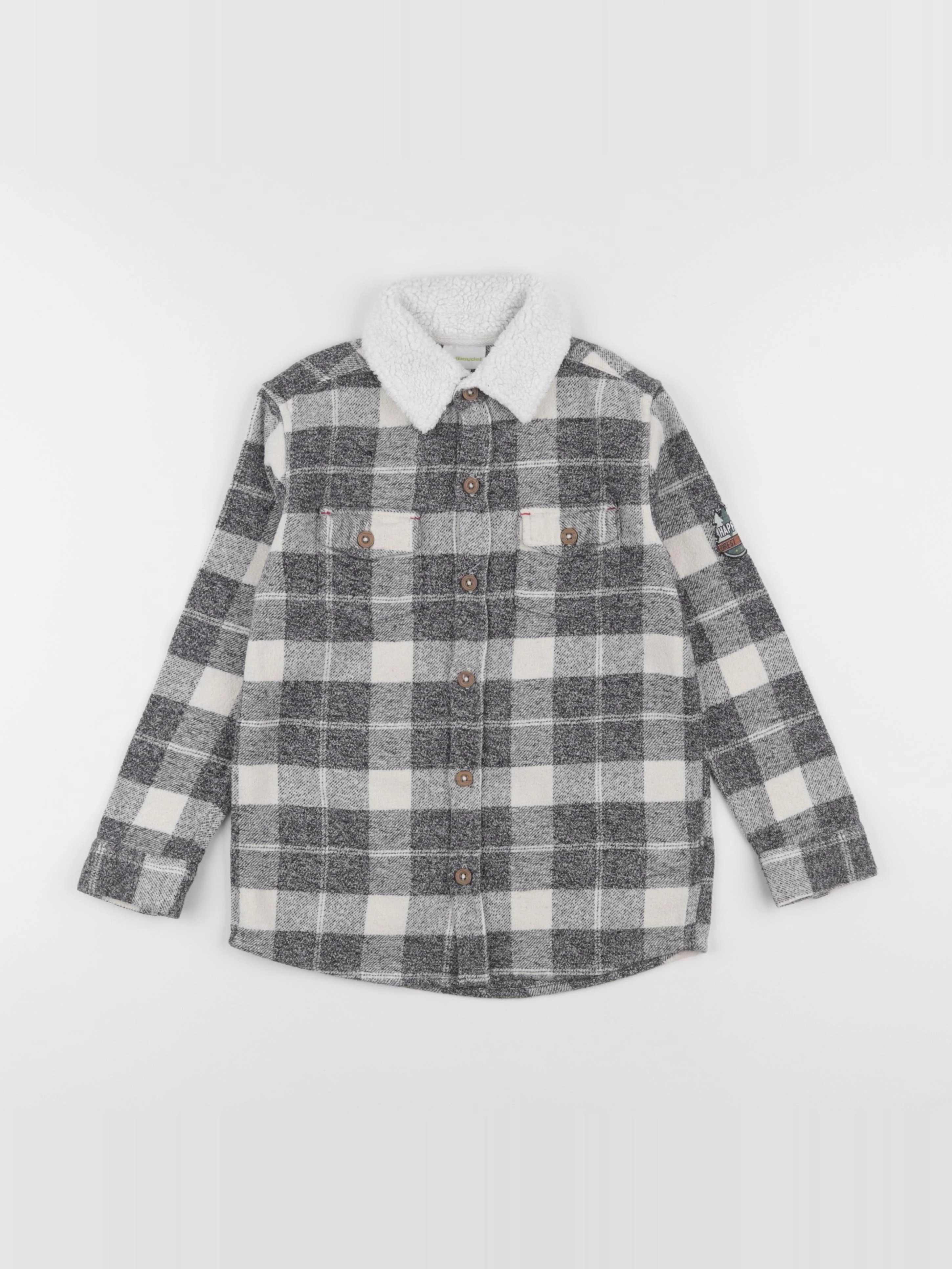 Vertbaudet - chemise gris, blanc - 8 ans