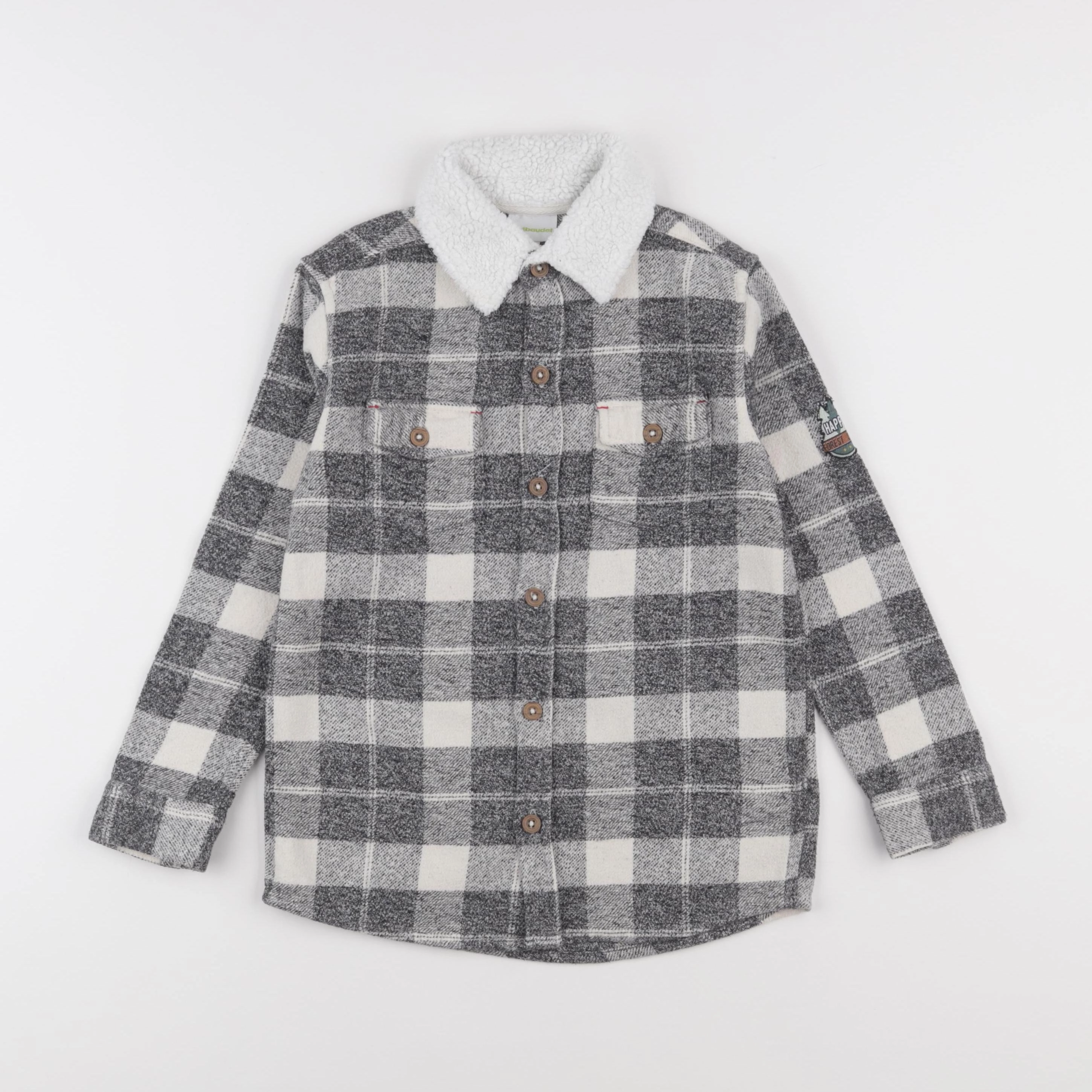 Vertbaudet - chemise gris, blanc - 8 ans