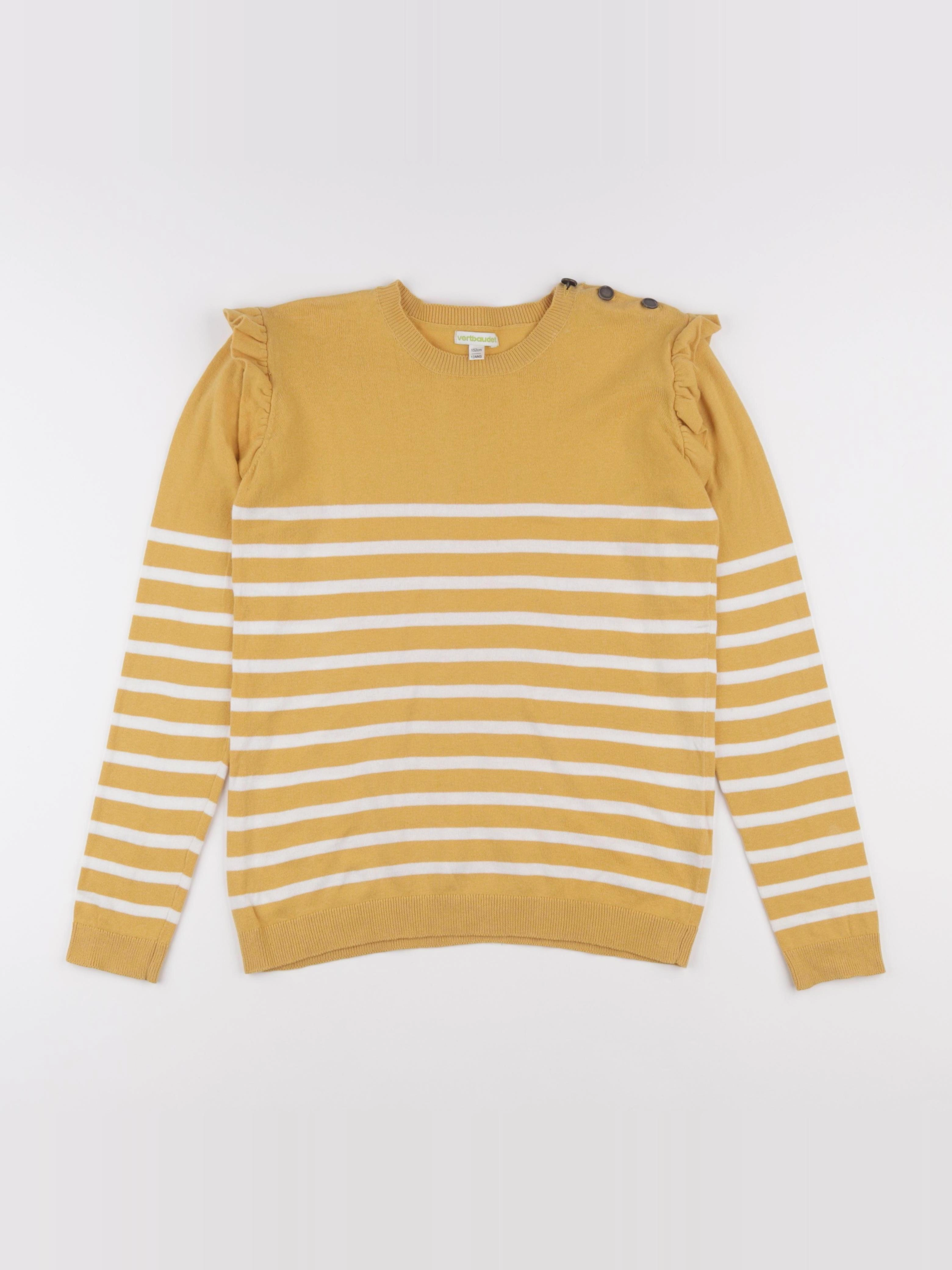 Vertbaudet - pull jaune, blanc - 12 ans