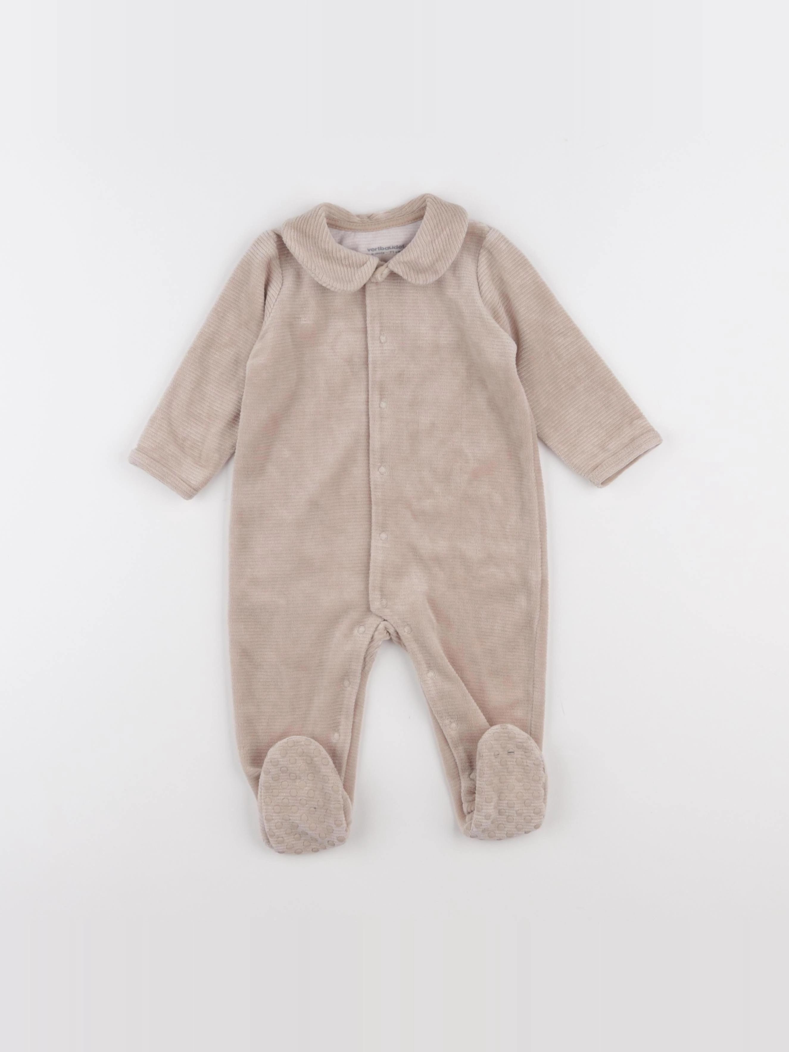 Vertbaudet - pyjama velours beige - 9 mois