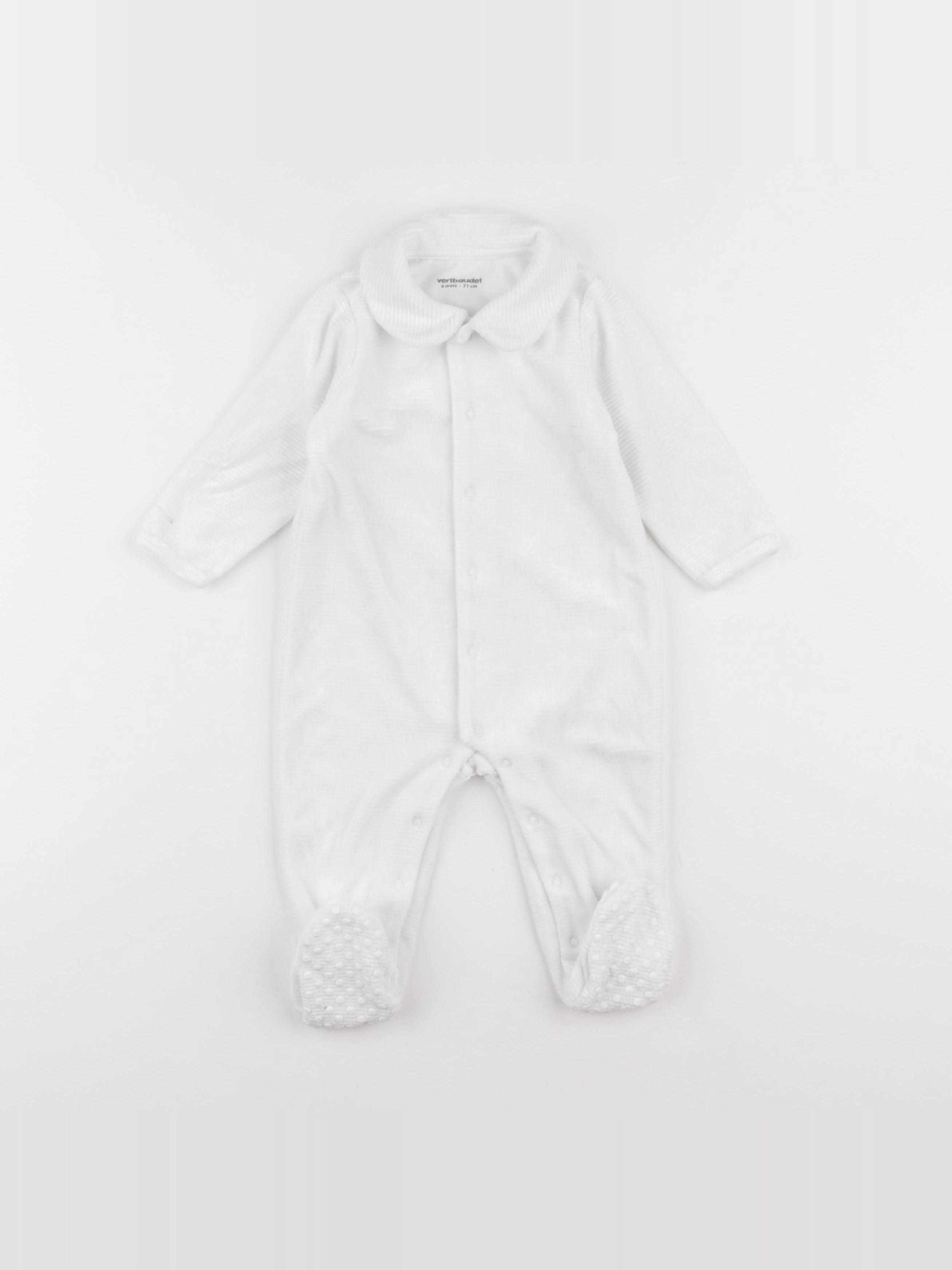 Vertbaudet - pyjama velours blanc - 9 mois