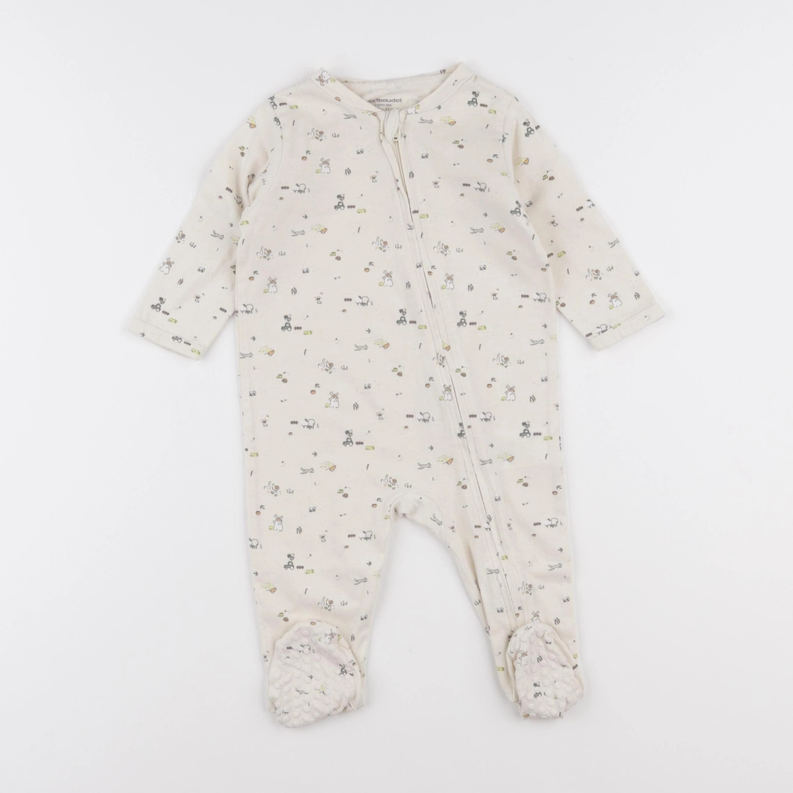 Vertbaudet - pyjama coton beige - 9 mois