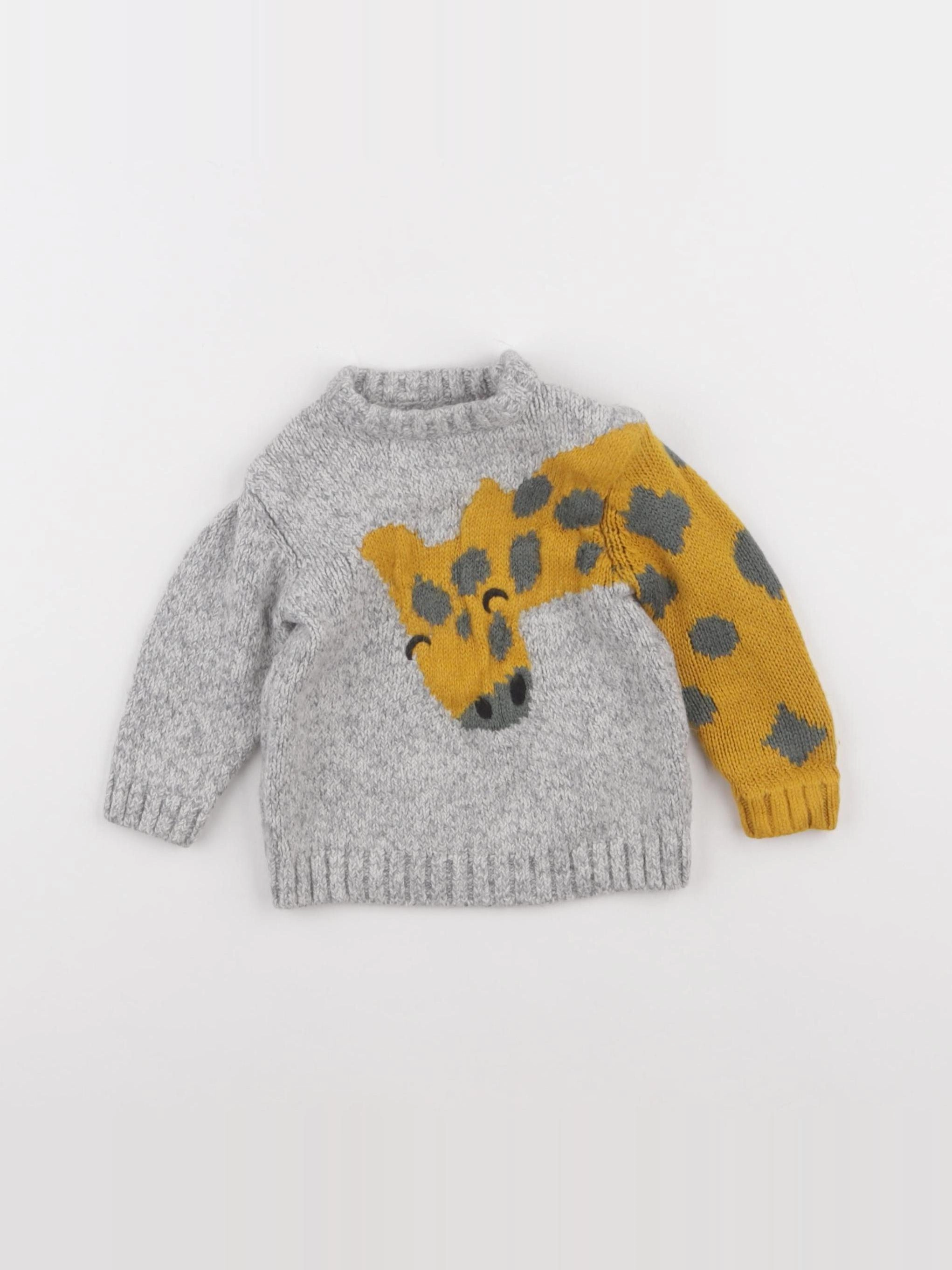 Zara - pull gris - 6/9 mois