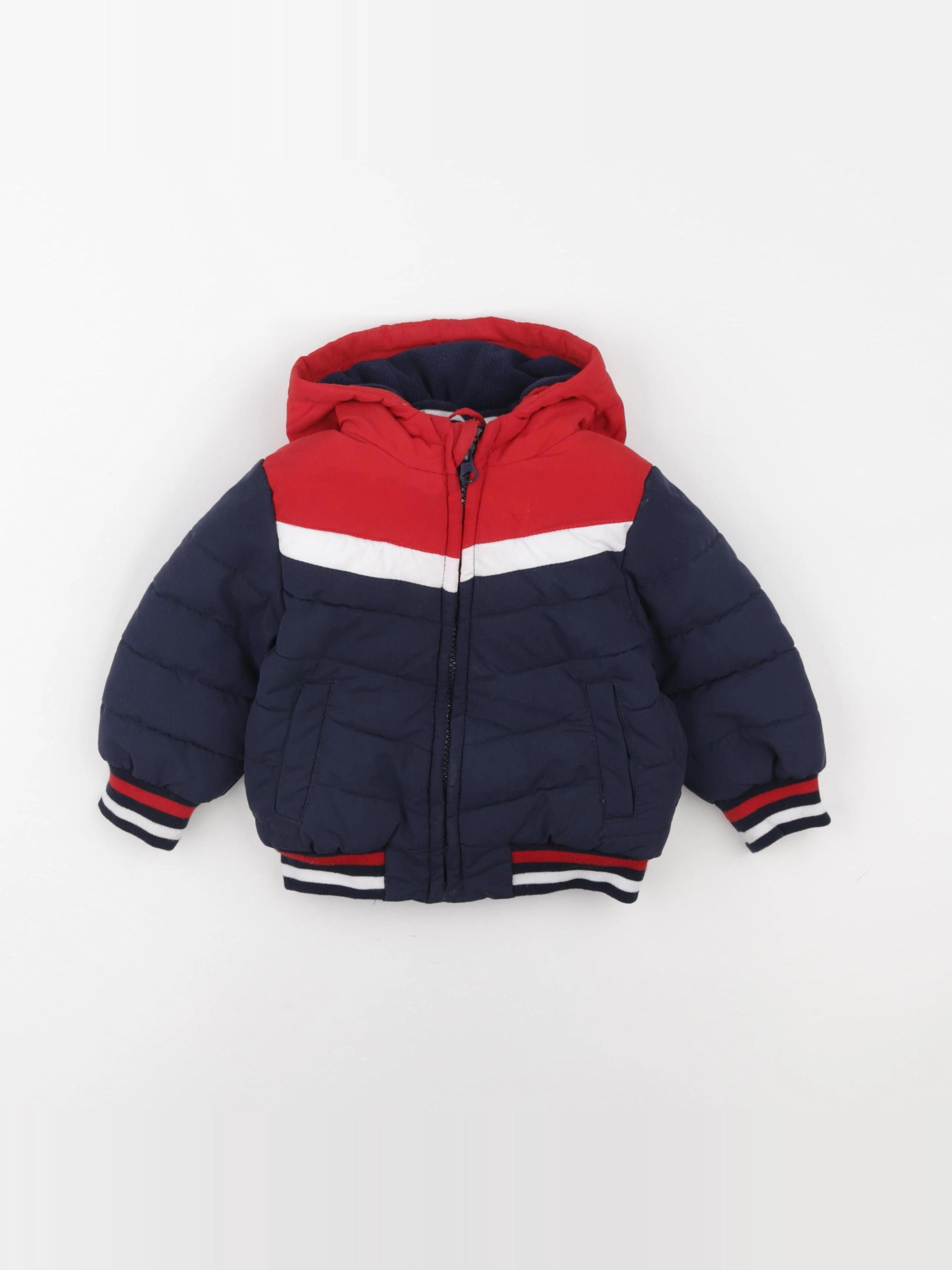 Vertbaudet - doudoune bleu, rouge - 18 mois