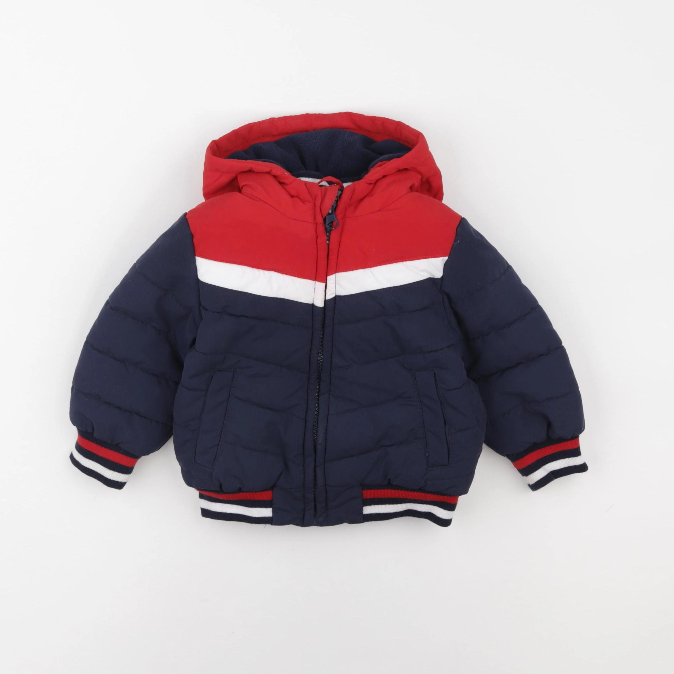 Vertbaudet - doudoune bleu, rouge - 18 mois