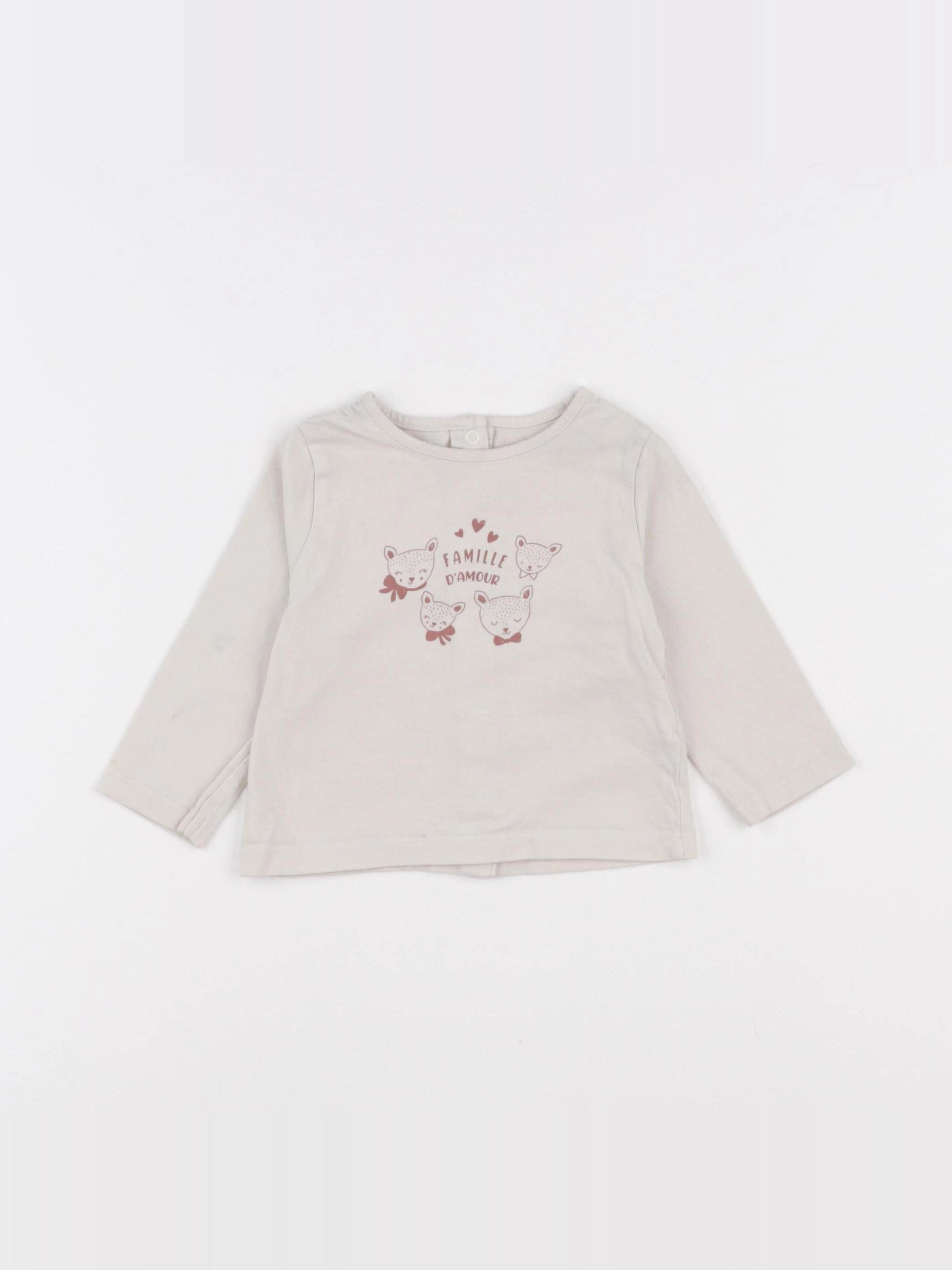 Vertbaudet - tee-shirt beige - 6 mois
