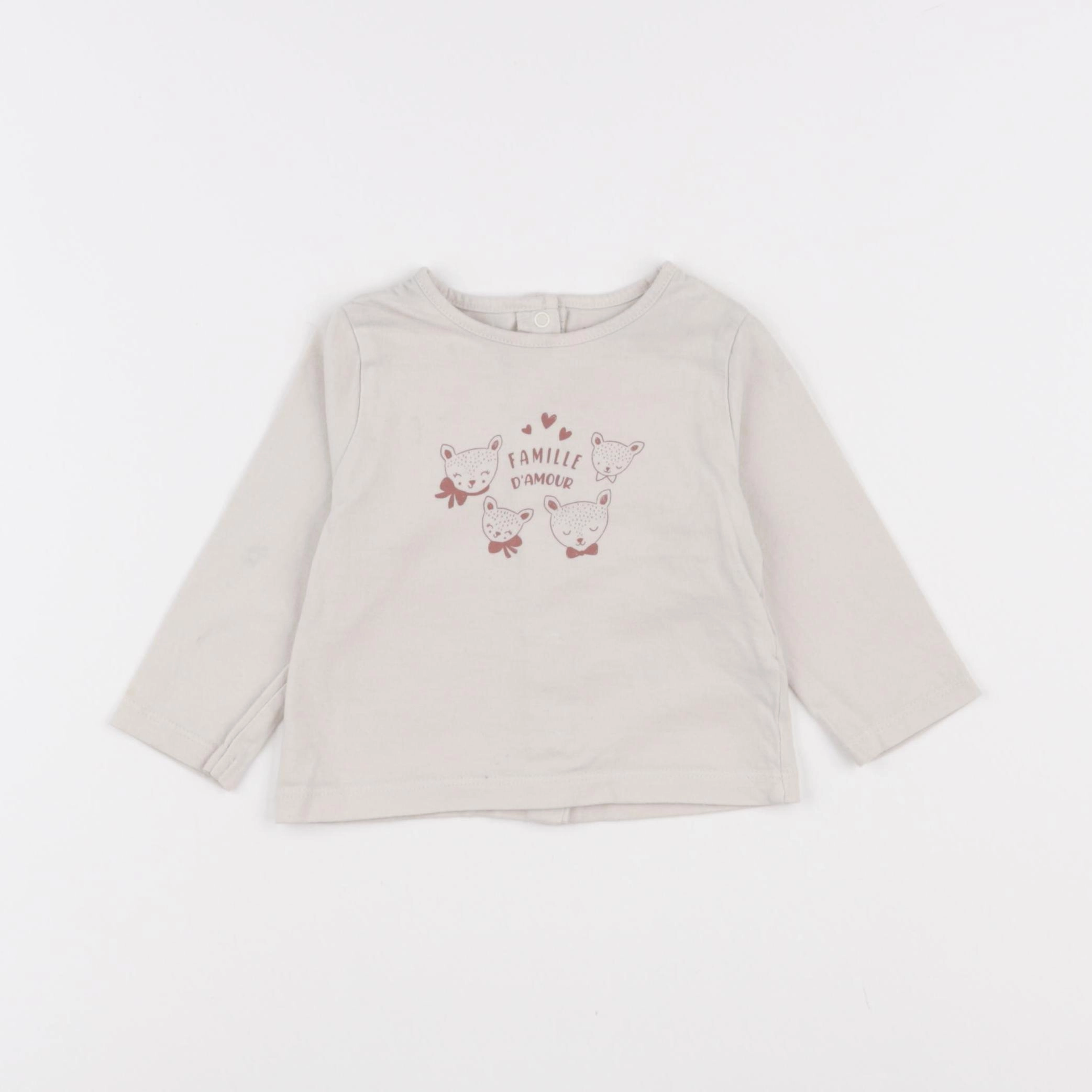 Vertbaudet - tee-shirt beige - 6 mois