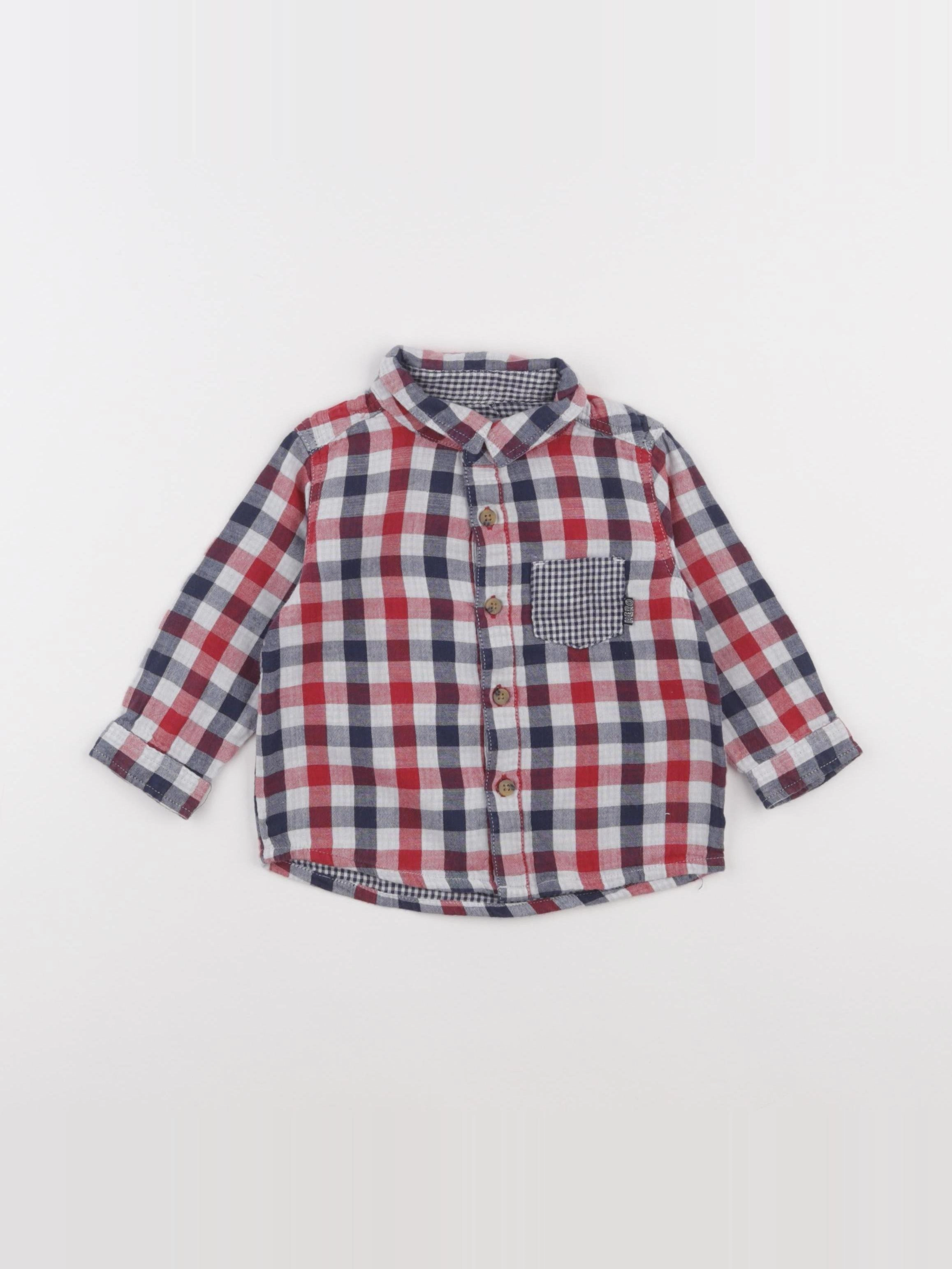 Vertbaudet - chemise rouge - 12 mois