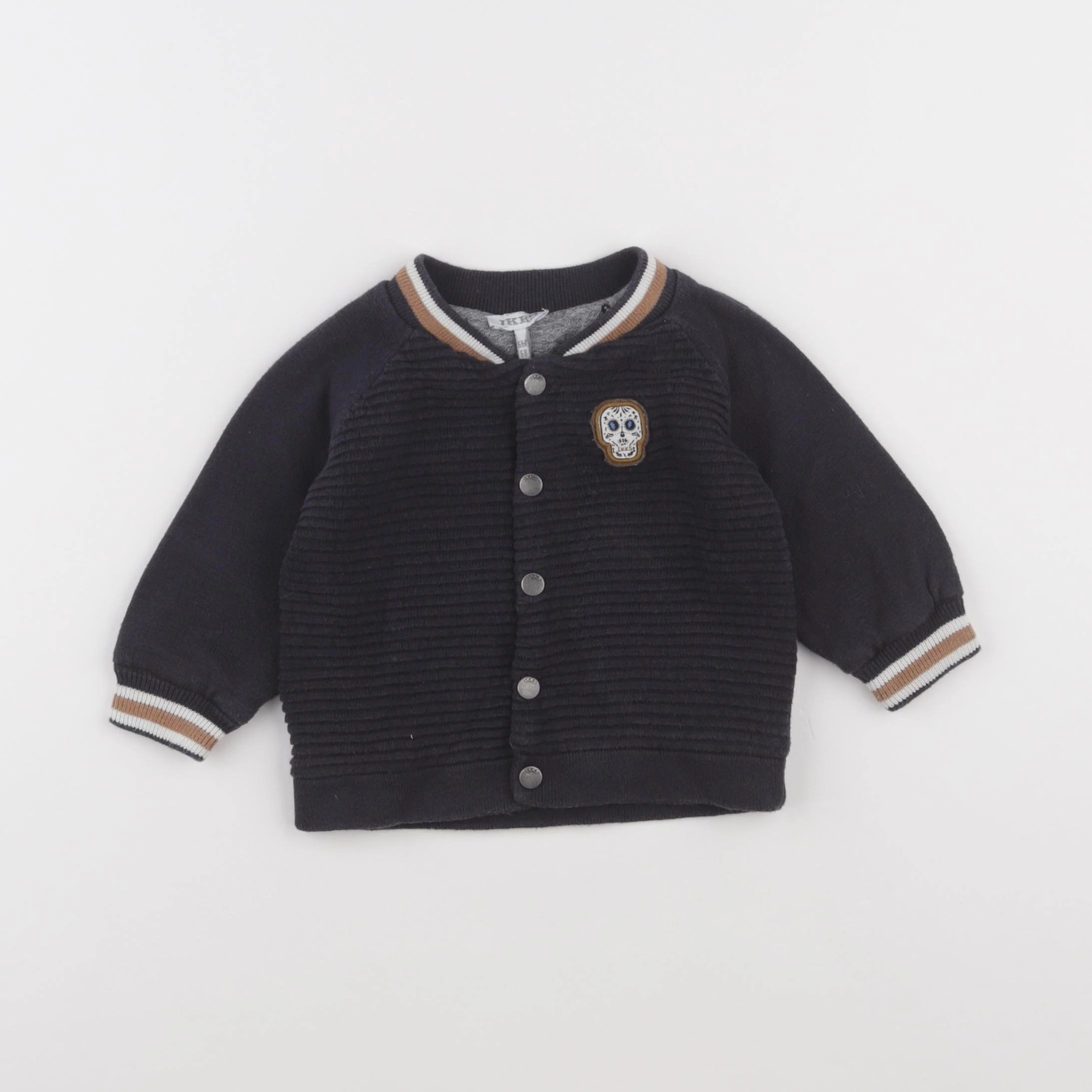 IKKS - veste doublé, imprimé au dos bleu - 6 mois