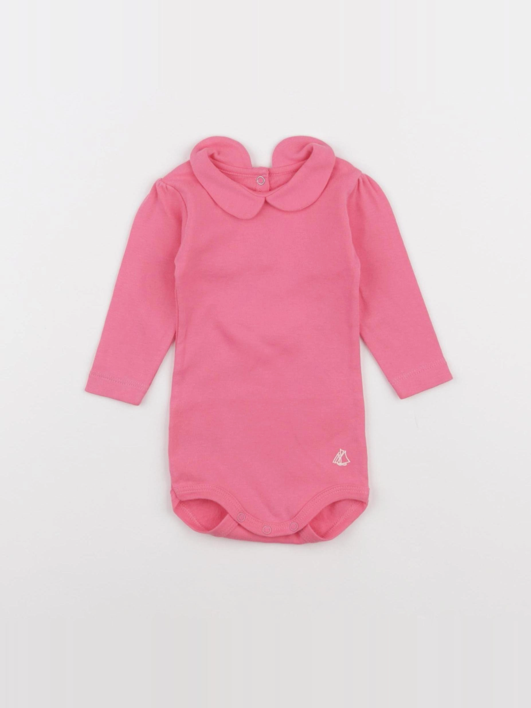Petit Bateau - body à col rose - 3 mois