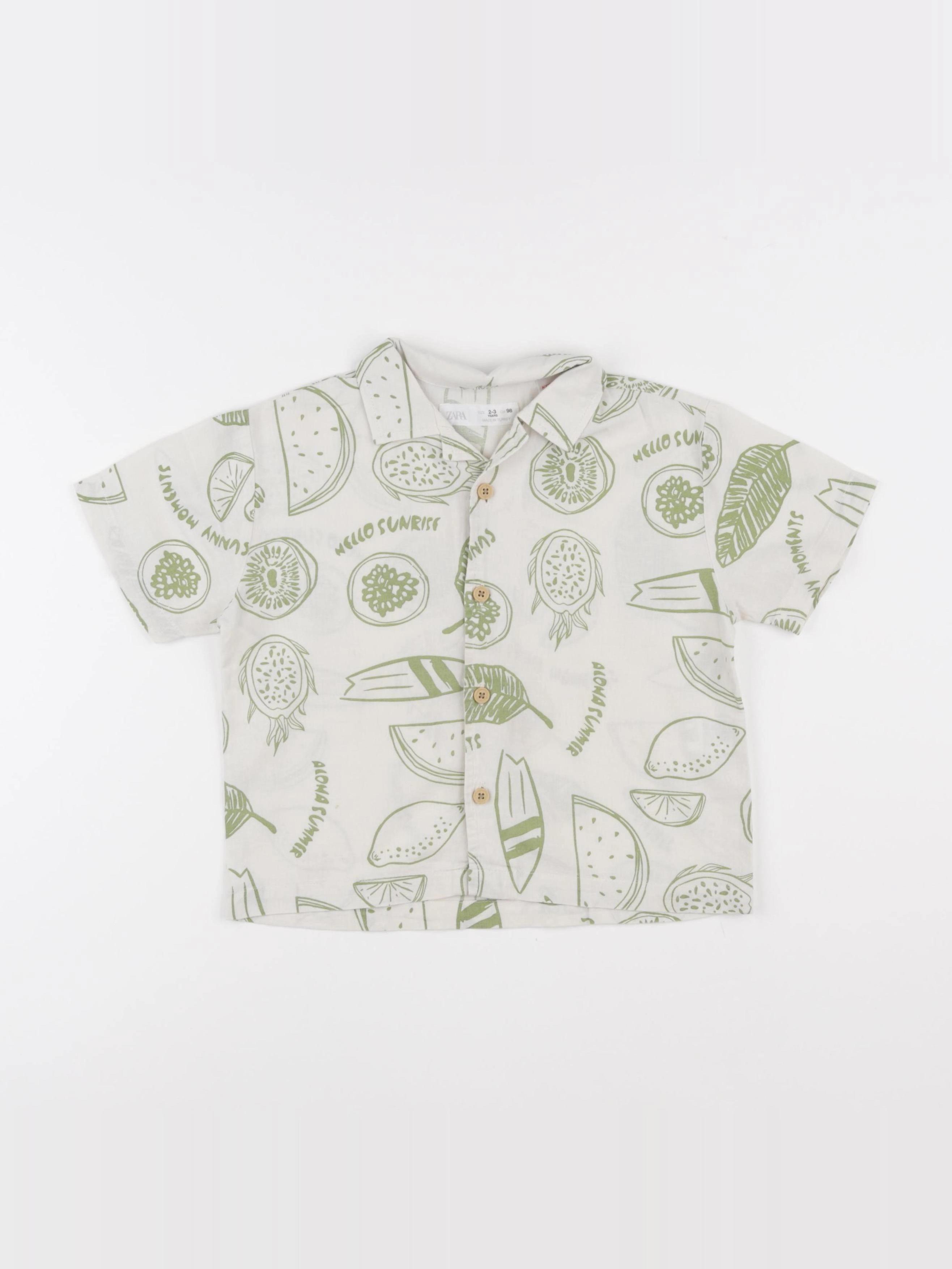 Zara - chemise vert - 2/3 ans