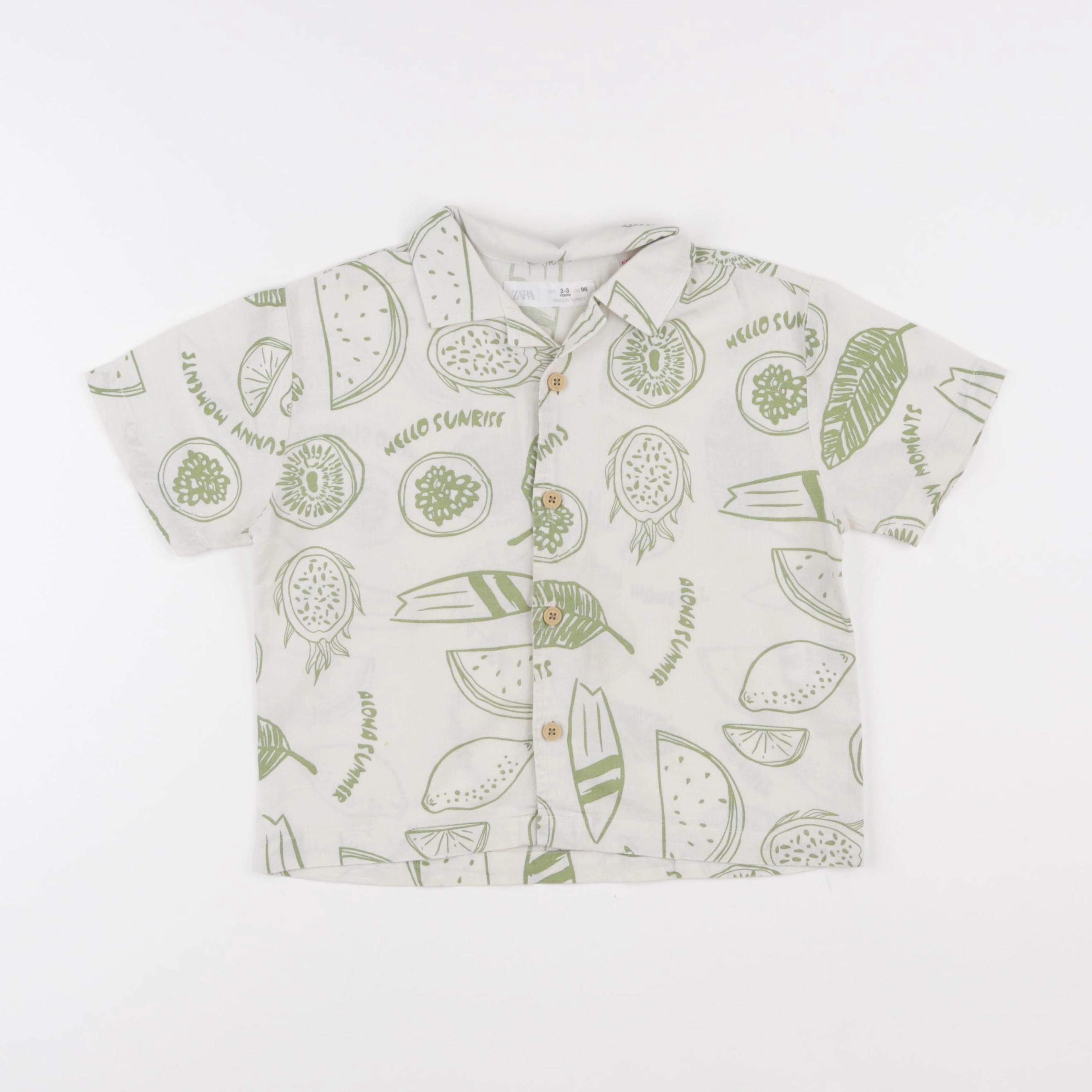 Zara - chemise vert - 2/3 ans