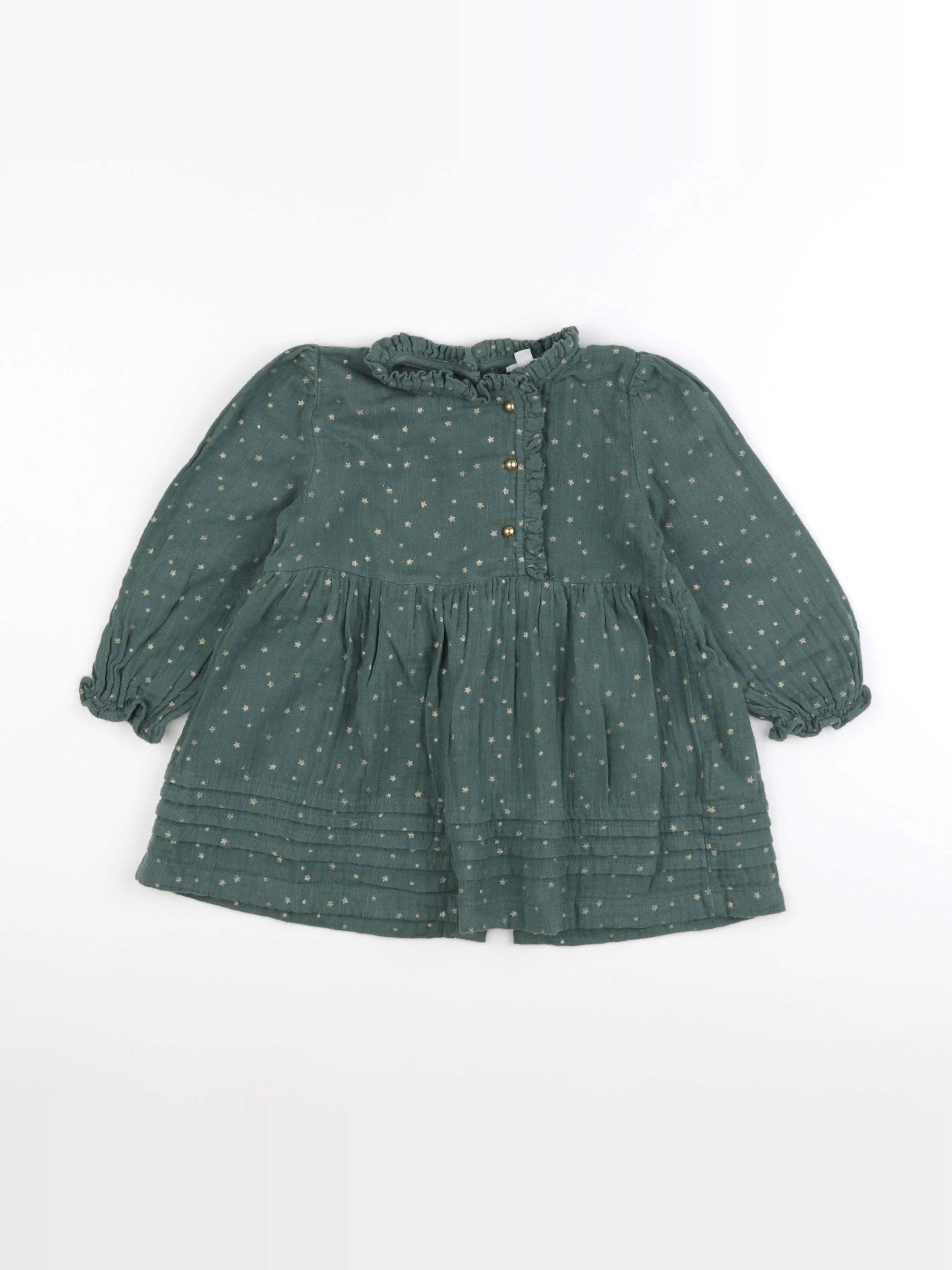 Vertbaudet - robe vert, or - 36 mois