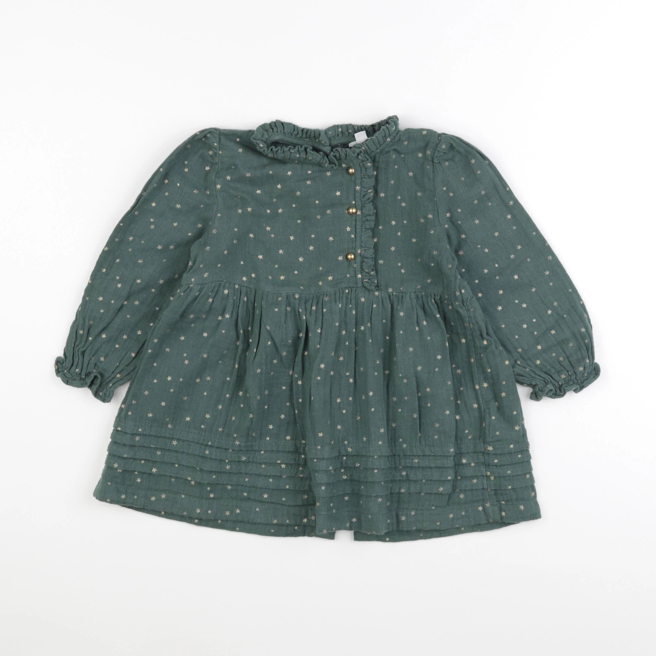 Vertbaudet - robe vert, or - 36 mois