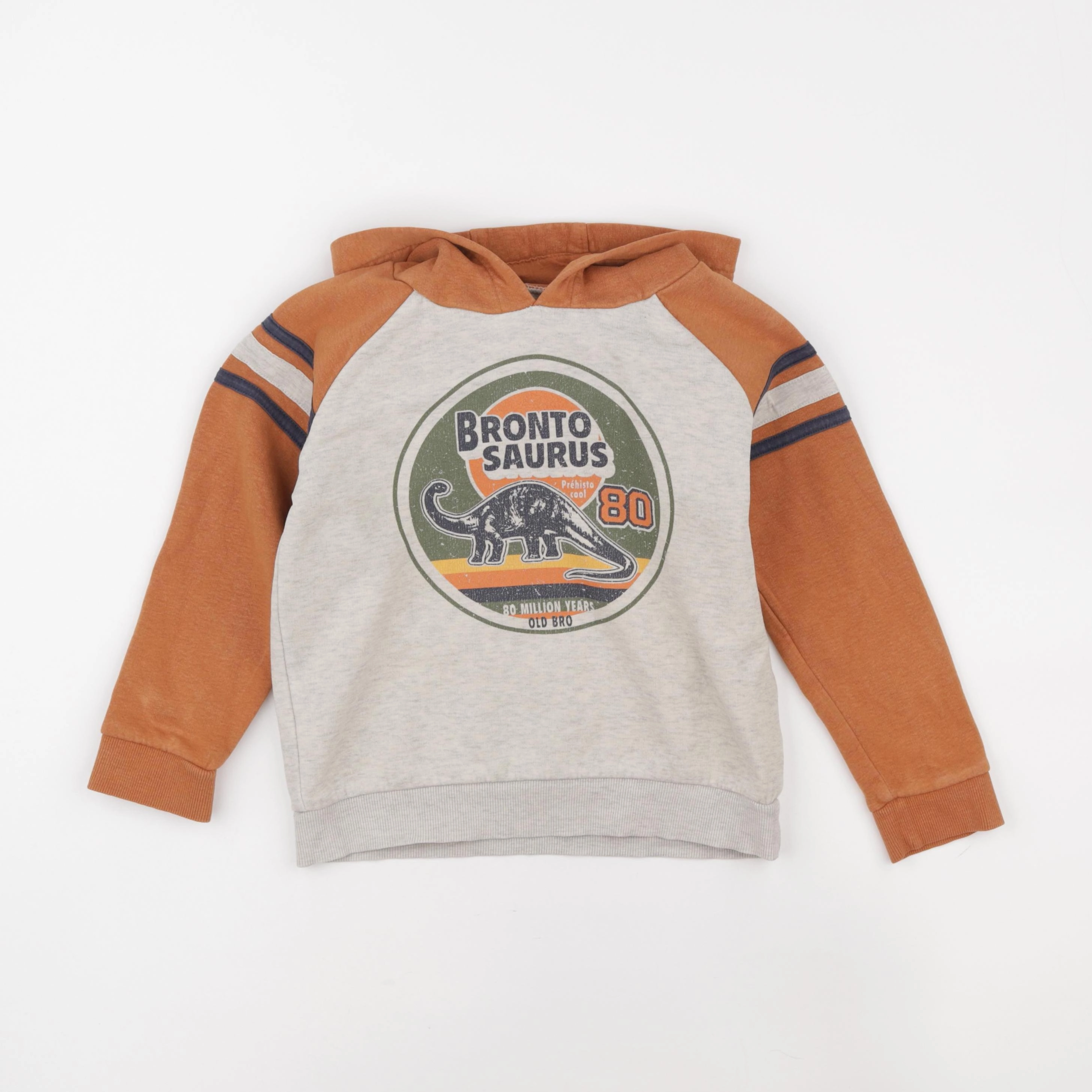 Vertbaudet - sweat gris, orange - 6 ans