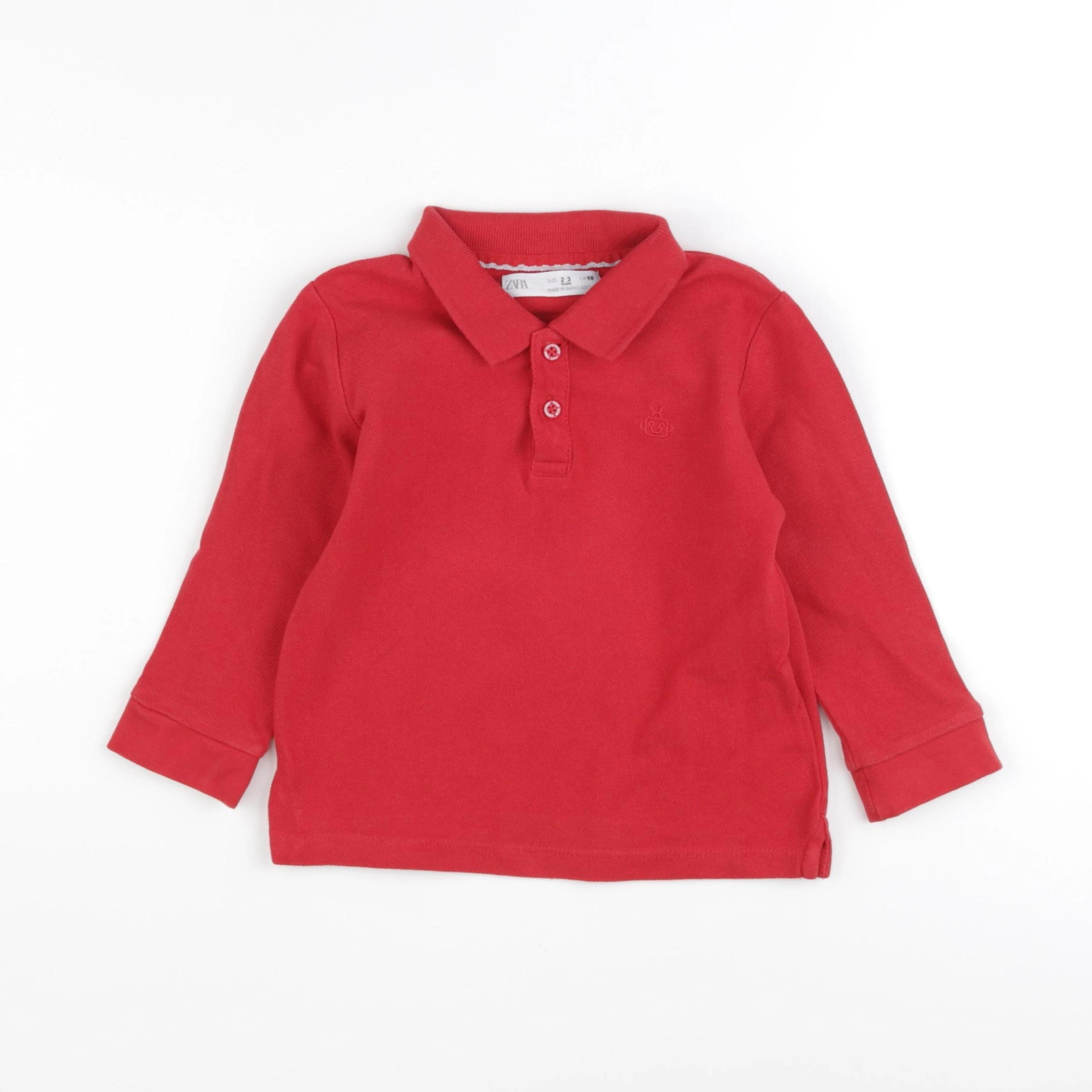 Zara - polo rouge - 2/3 ans