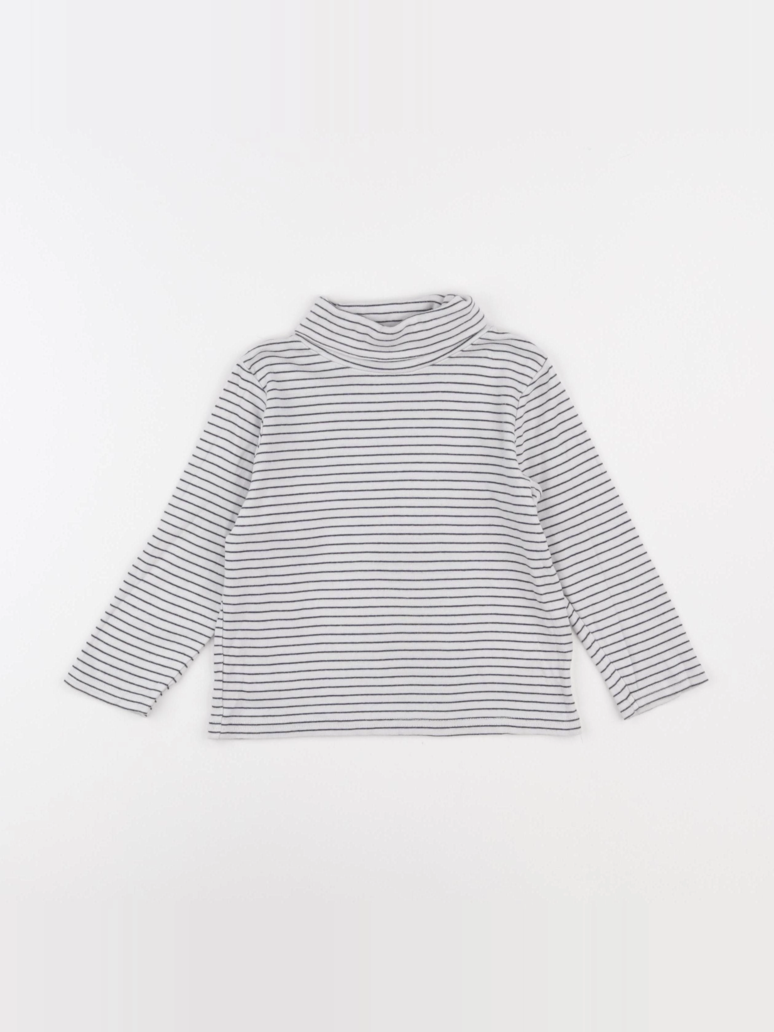 Vertbaudet - sous-pull bleu, blanc - 4 ans
