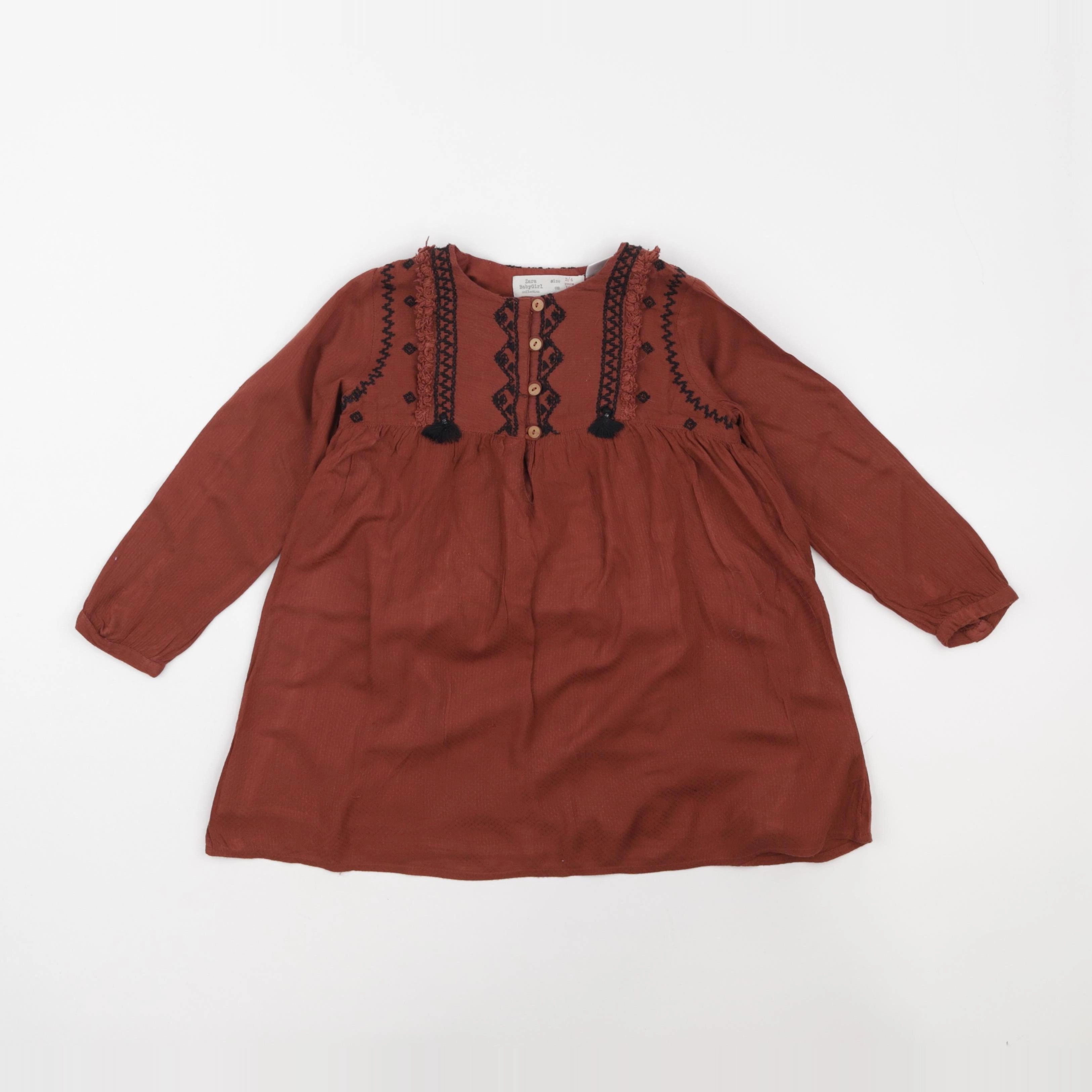 Zara - robe marron - 3/4 ans