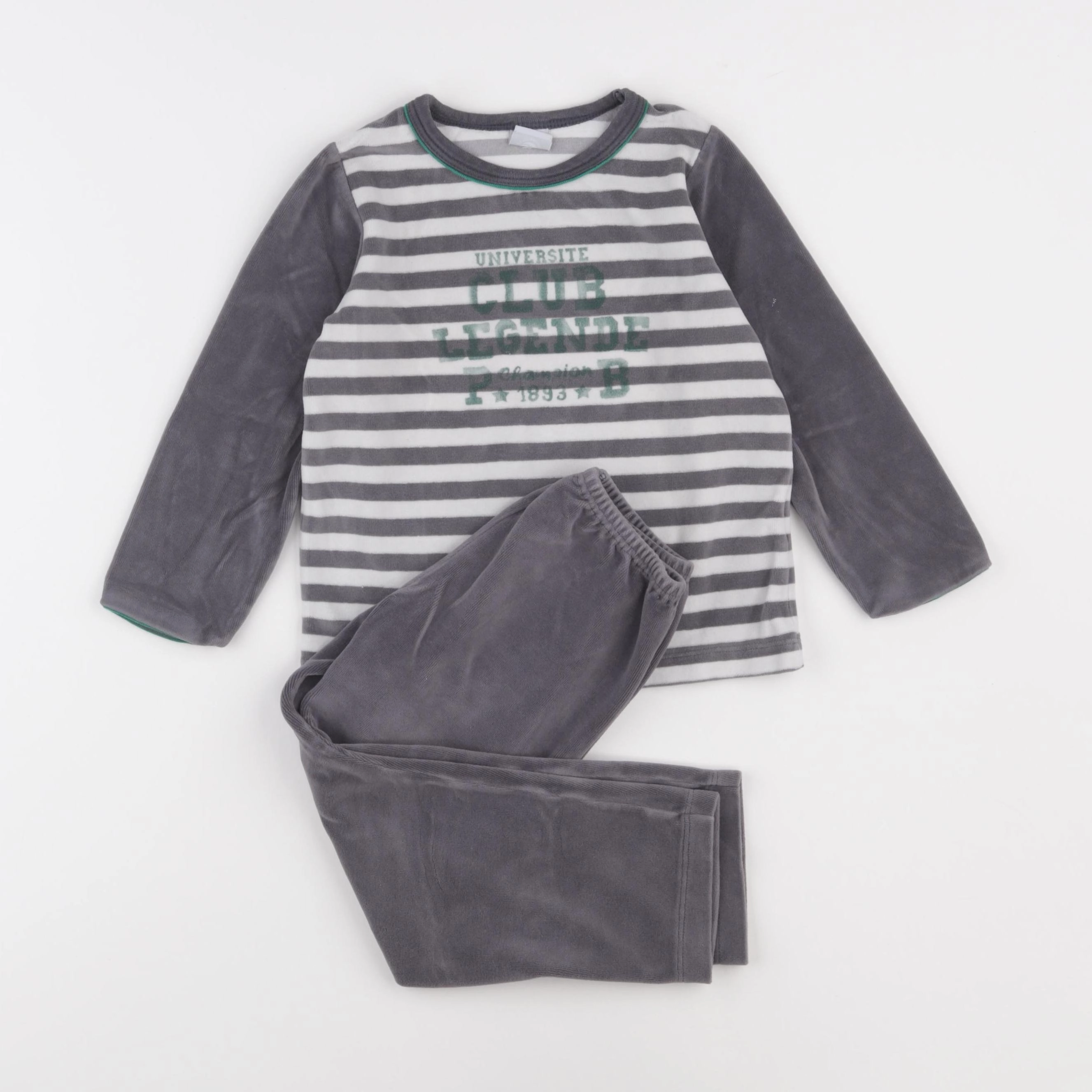Petit Bateau - pyjama velours gris - 5 ans