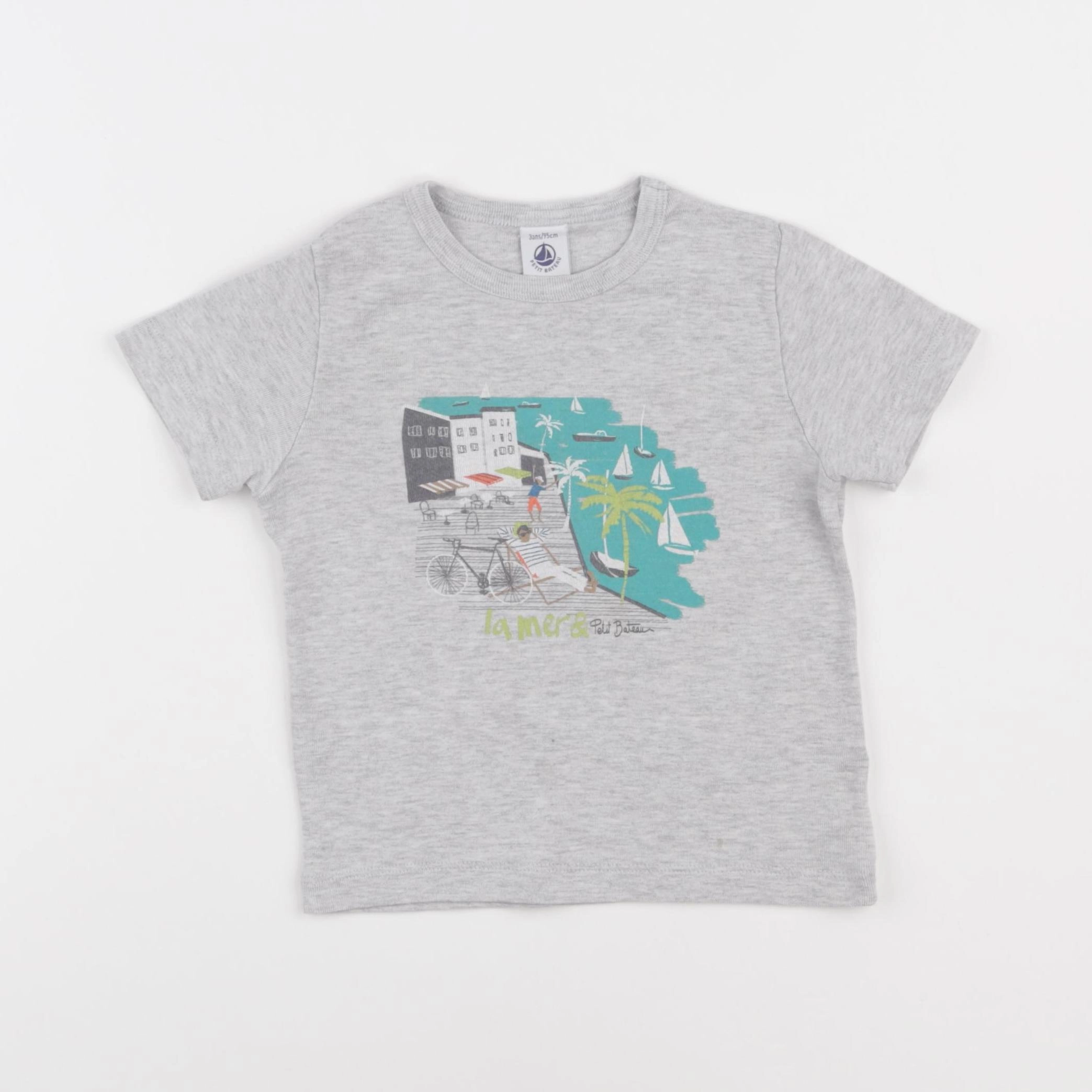 Petit Bateau - tee-shirt gris - 3 mois