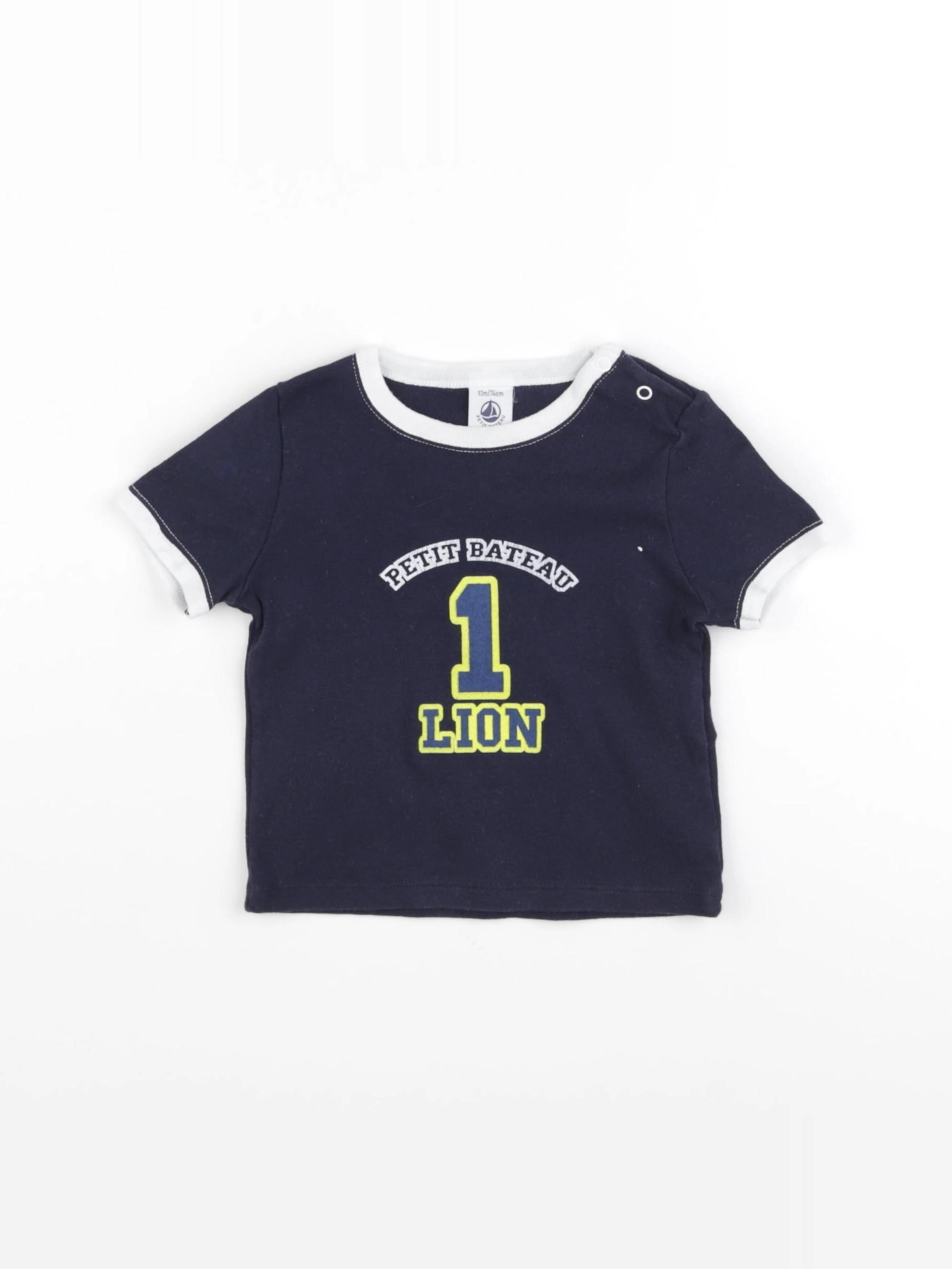 Petit Bateau - tee-shirt bleu - 12 mois