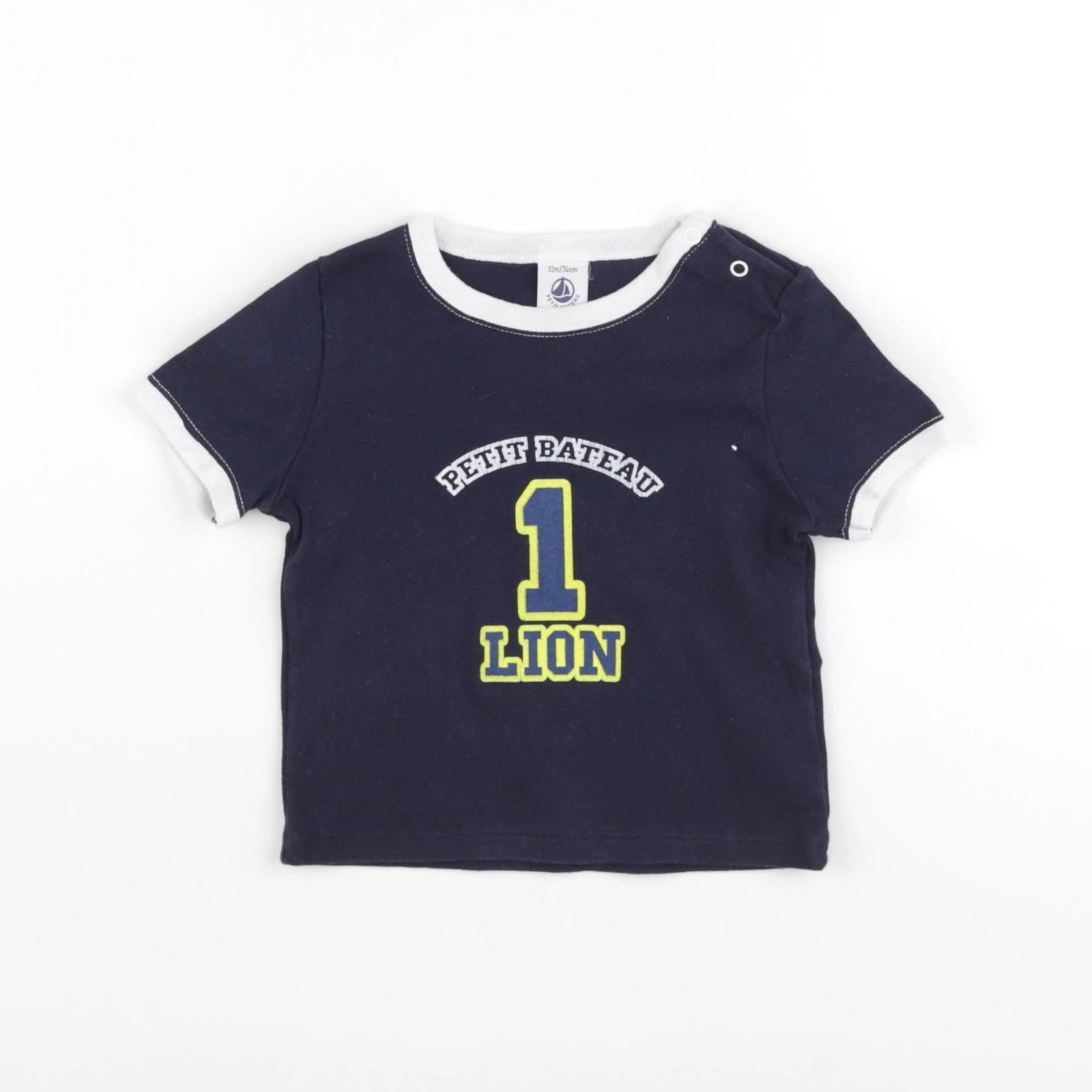 Petit Bateau - tee-shirt bleu - 12 mois