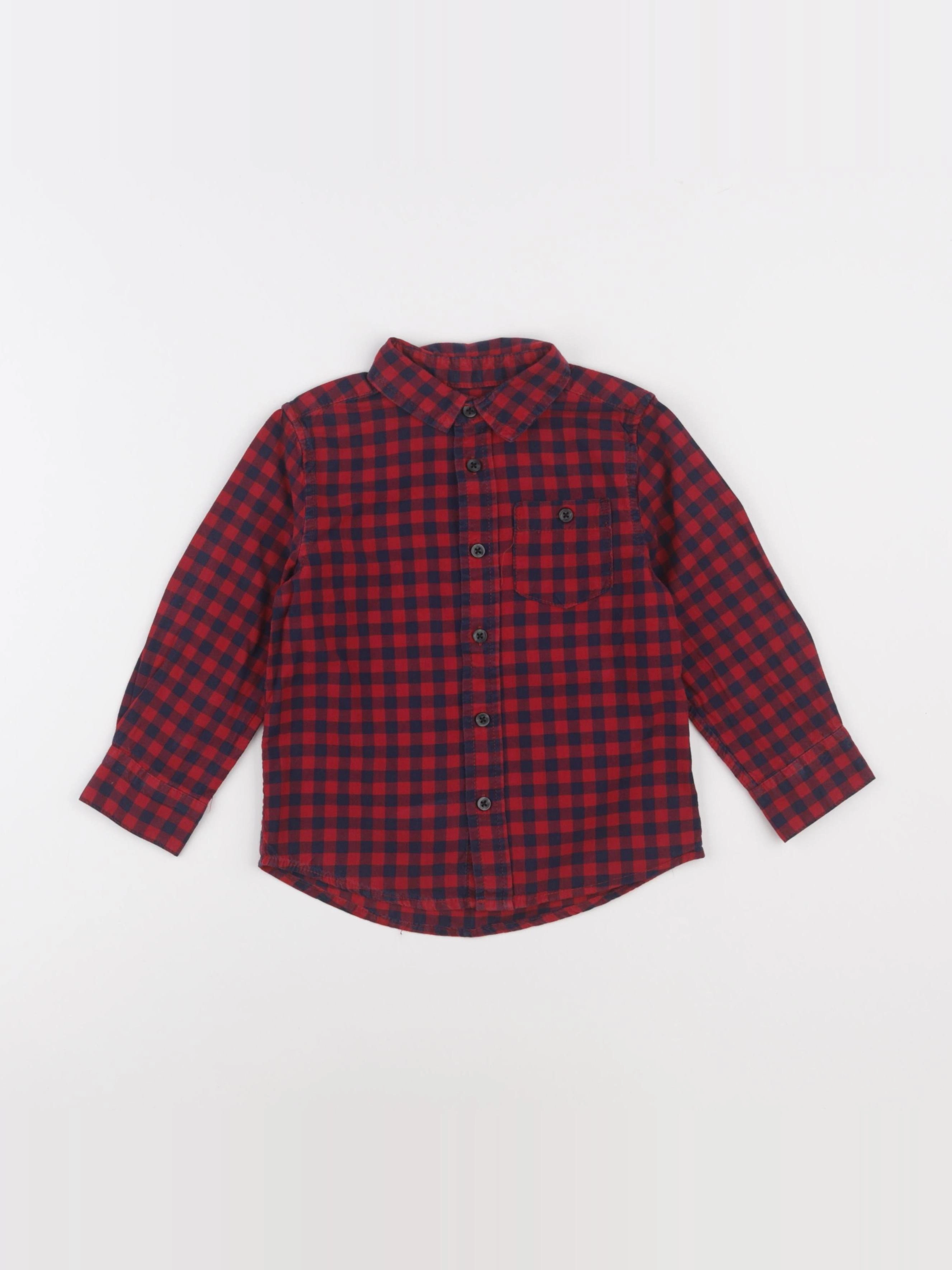 Monoprix - chemise rouge, bleu - 3 ans