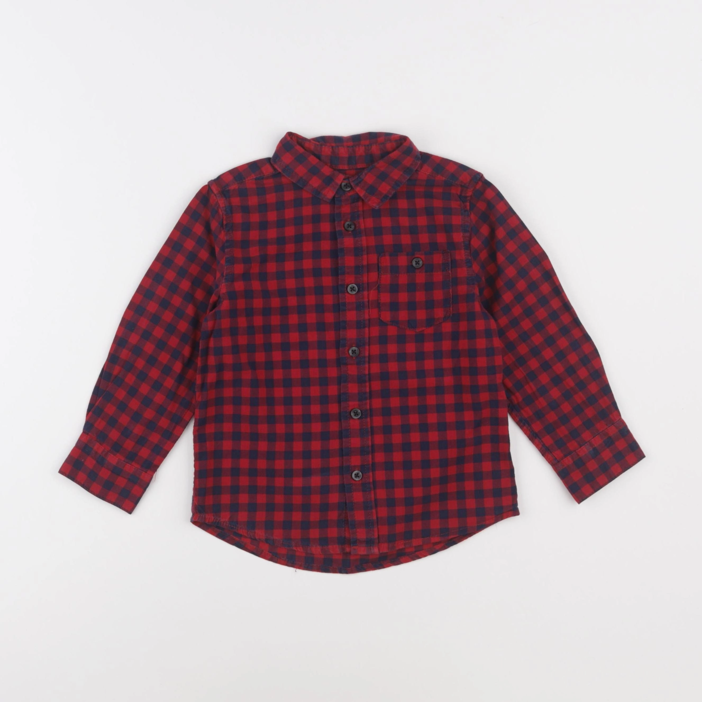Monoprix - chemise rouge, bleu - 3 ans