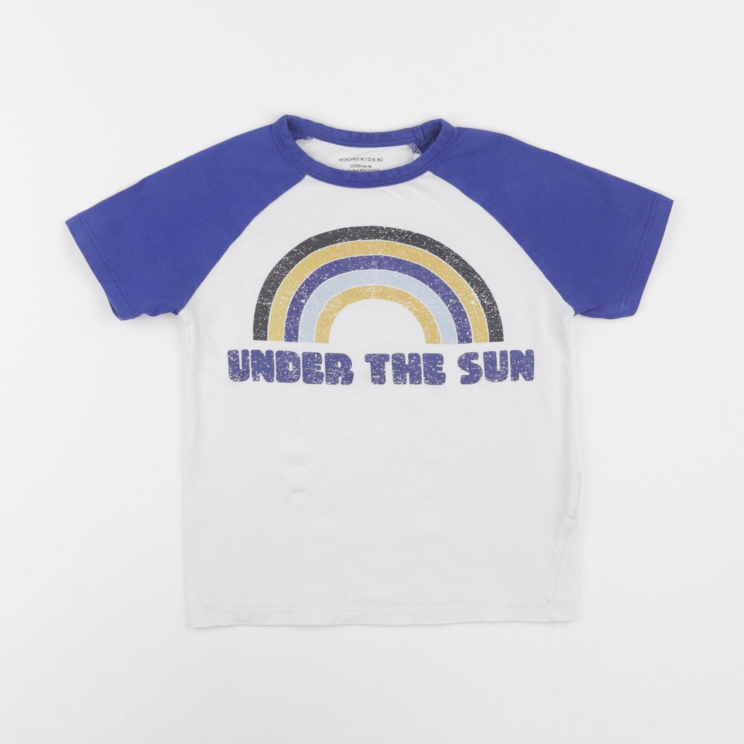 Monoprix - tee-shirt bleu, blanc - 6 ans
