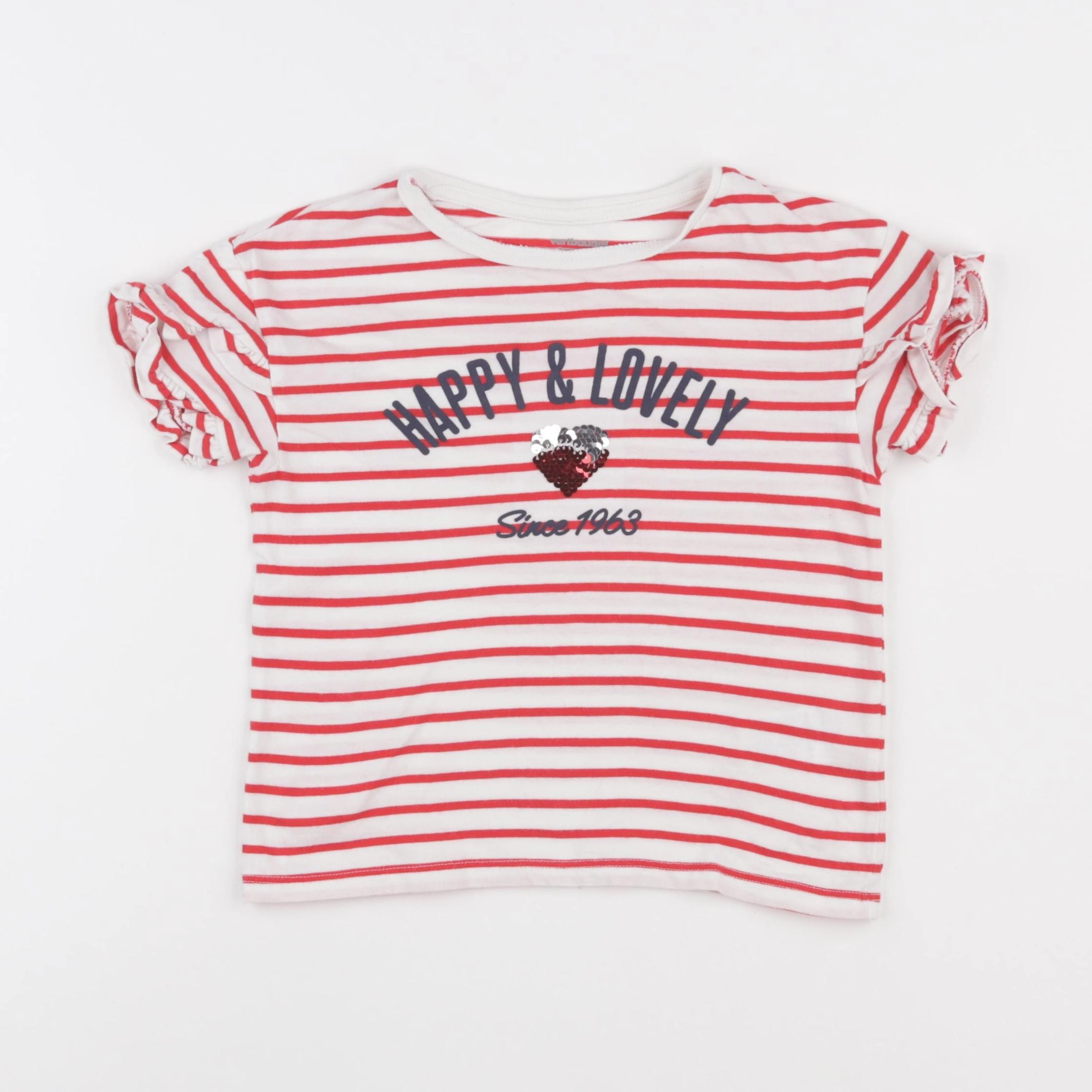 Vertbaudet - tee-shirt blanc, rouge - 5 ans