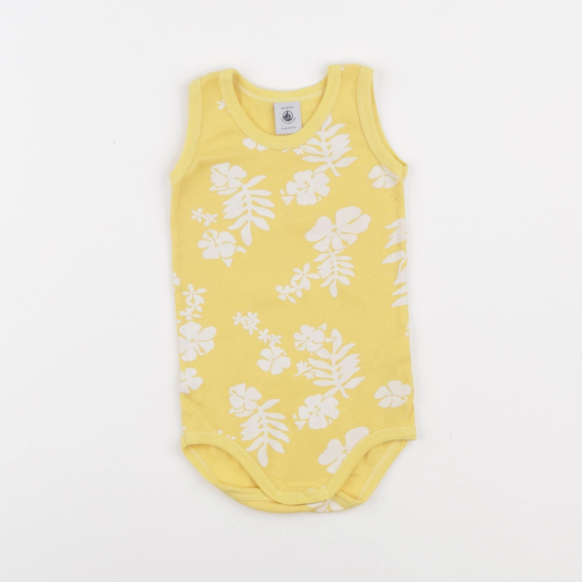 Petit Bateau - body jaune, blanc - 6 mois