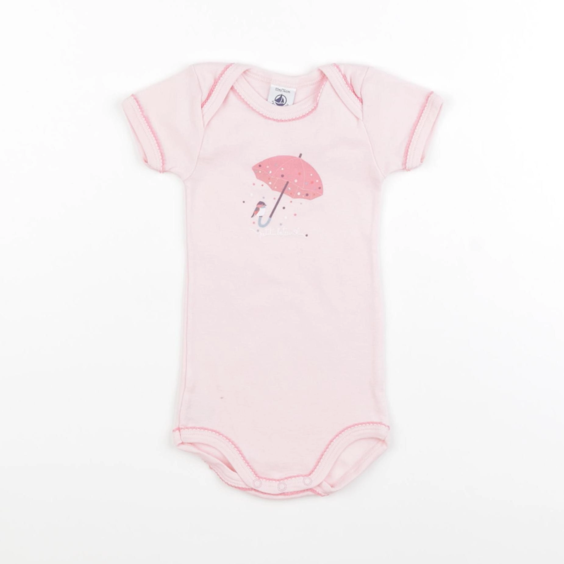 Petit Bateau - body rose - 12 mois
