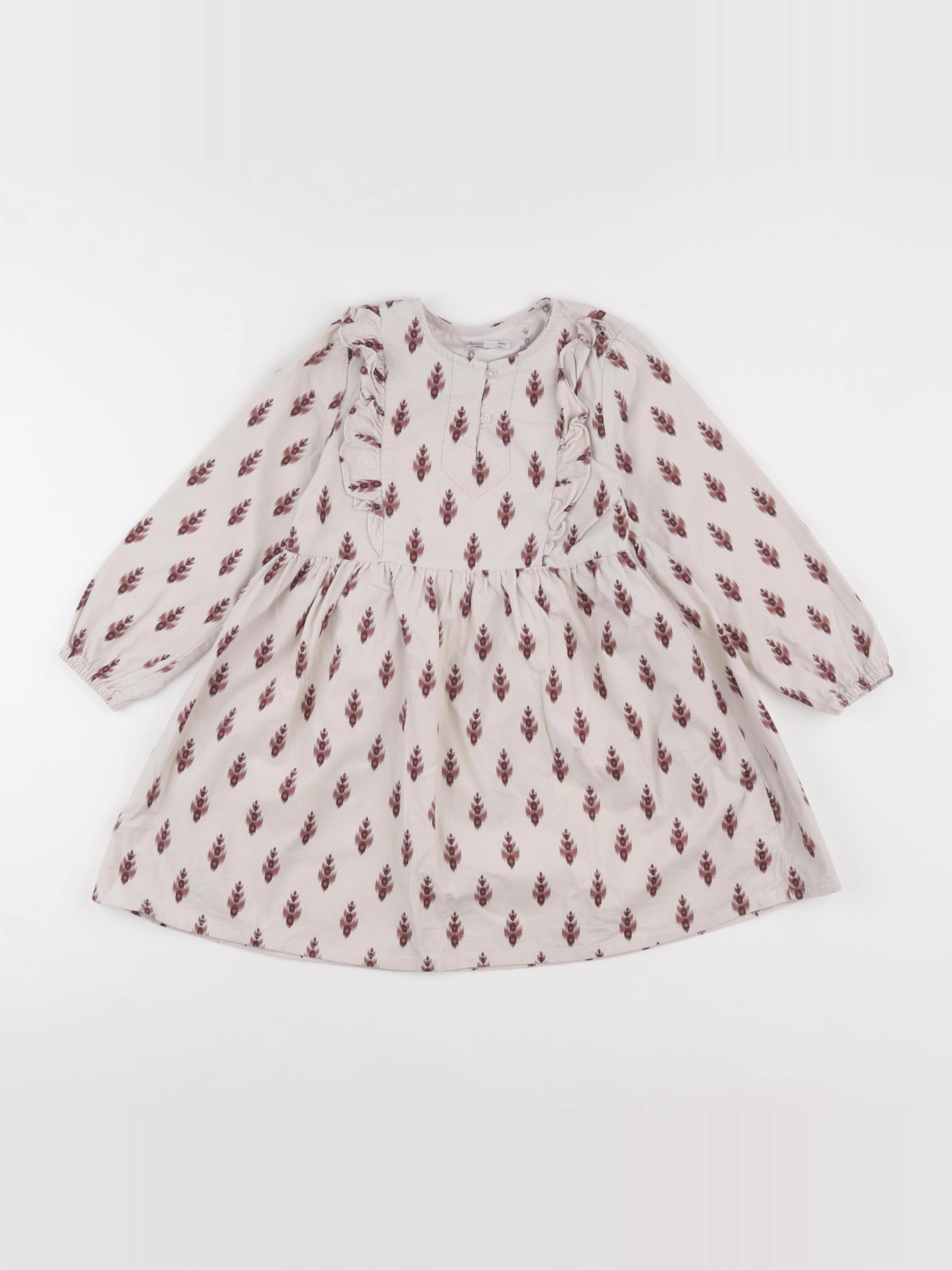 Vertbaudet - robe beige, rouge - 6 ans