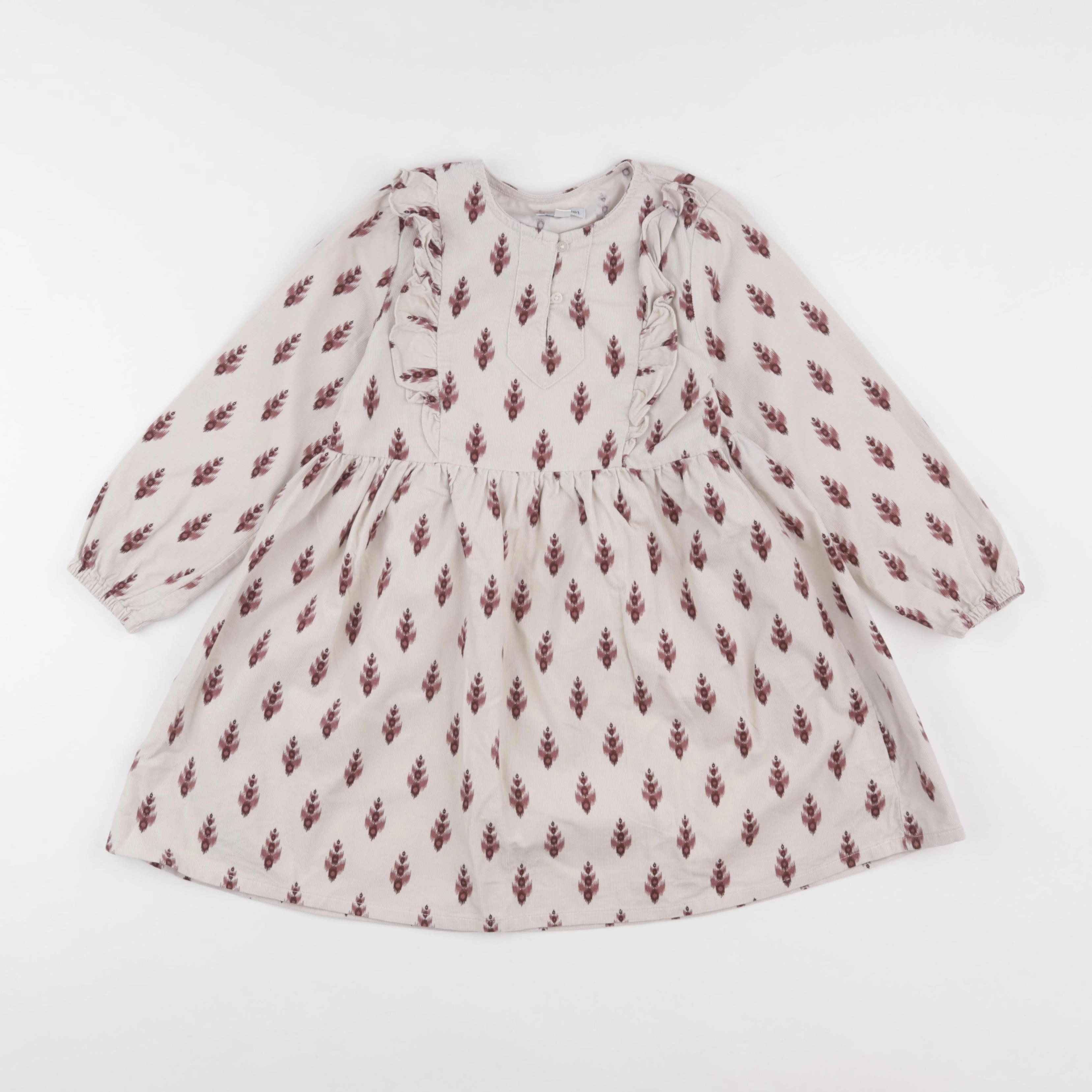 Vertbaudet - robe beige, rouge - 6 ans