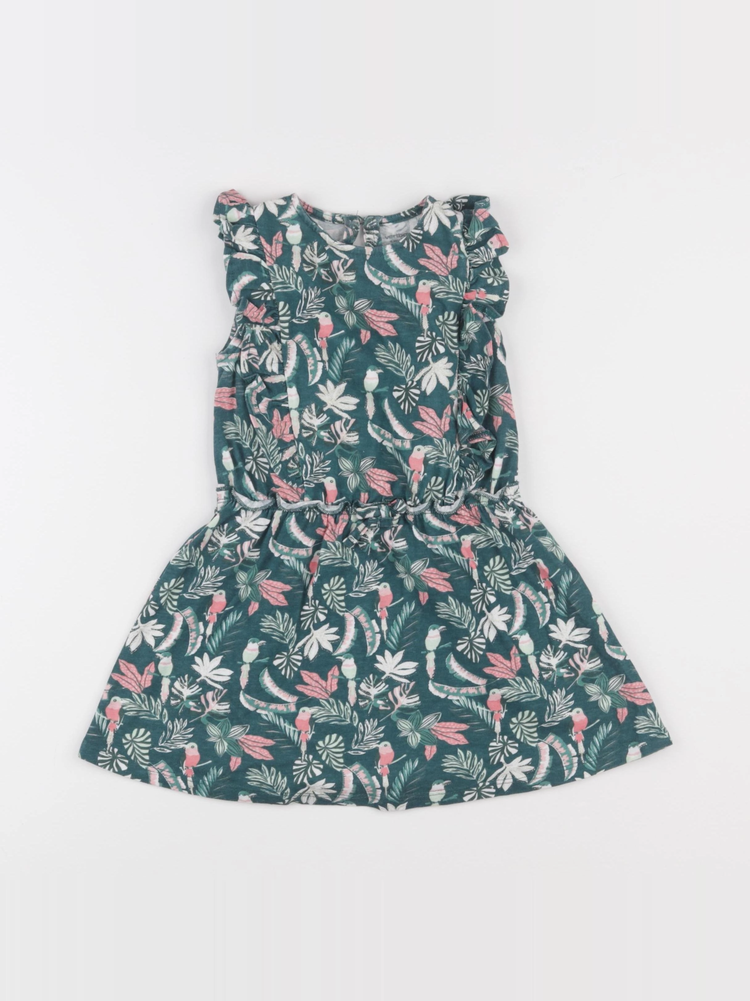 Vertbaudet - robe vert, rose - 4 ans