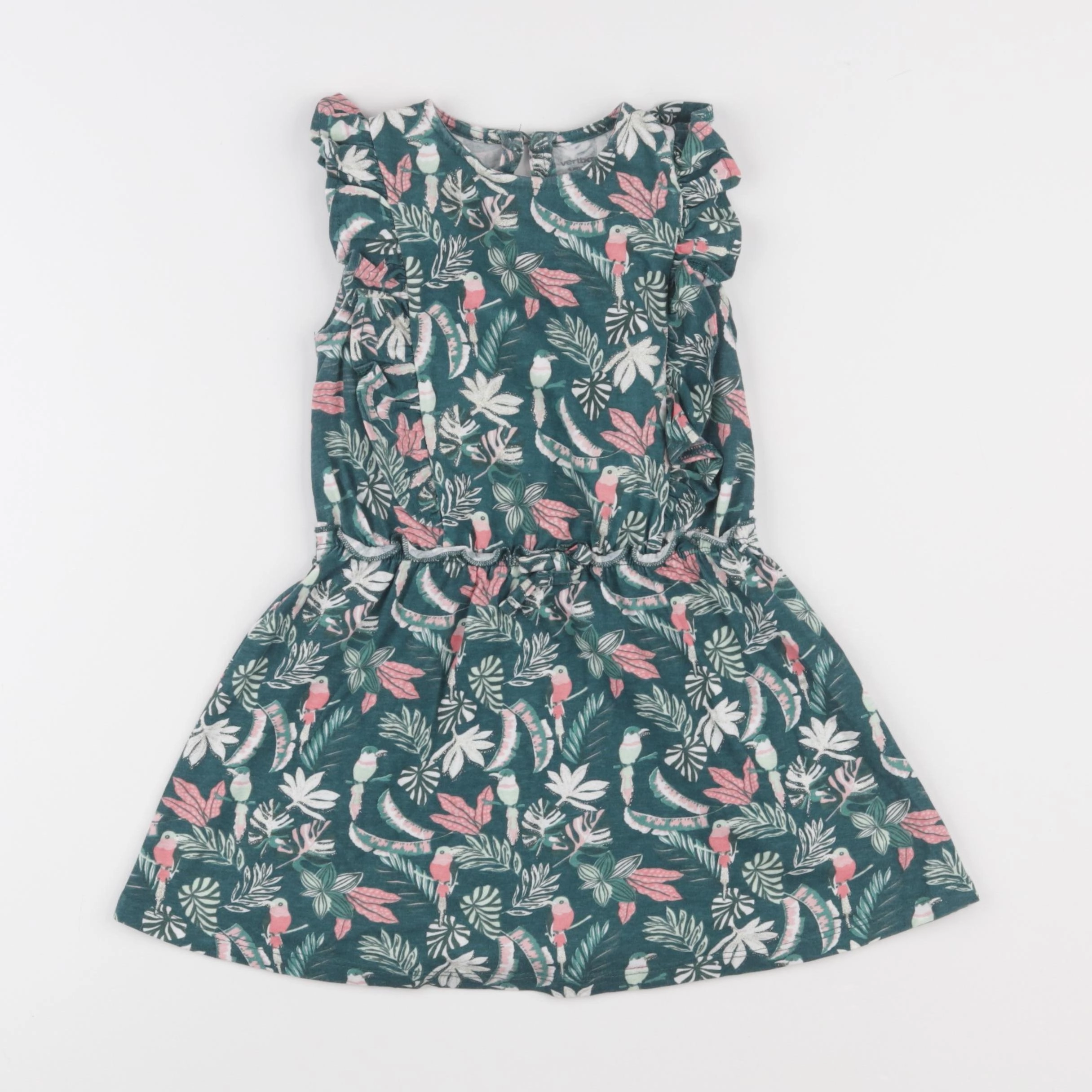 Vertbaudet - robe vert, rose - 4 ans