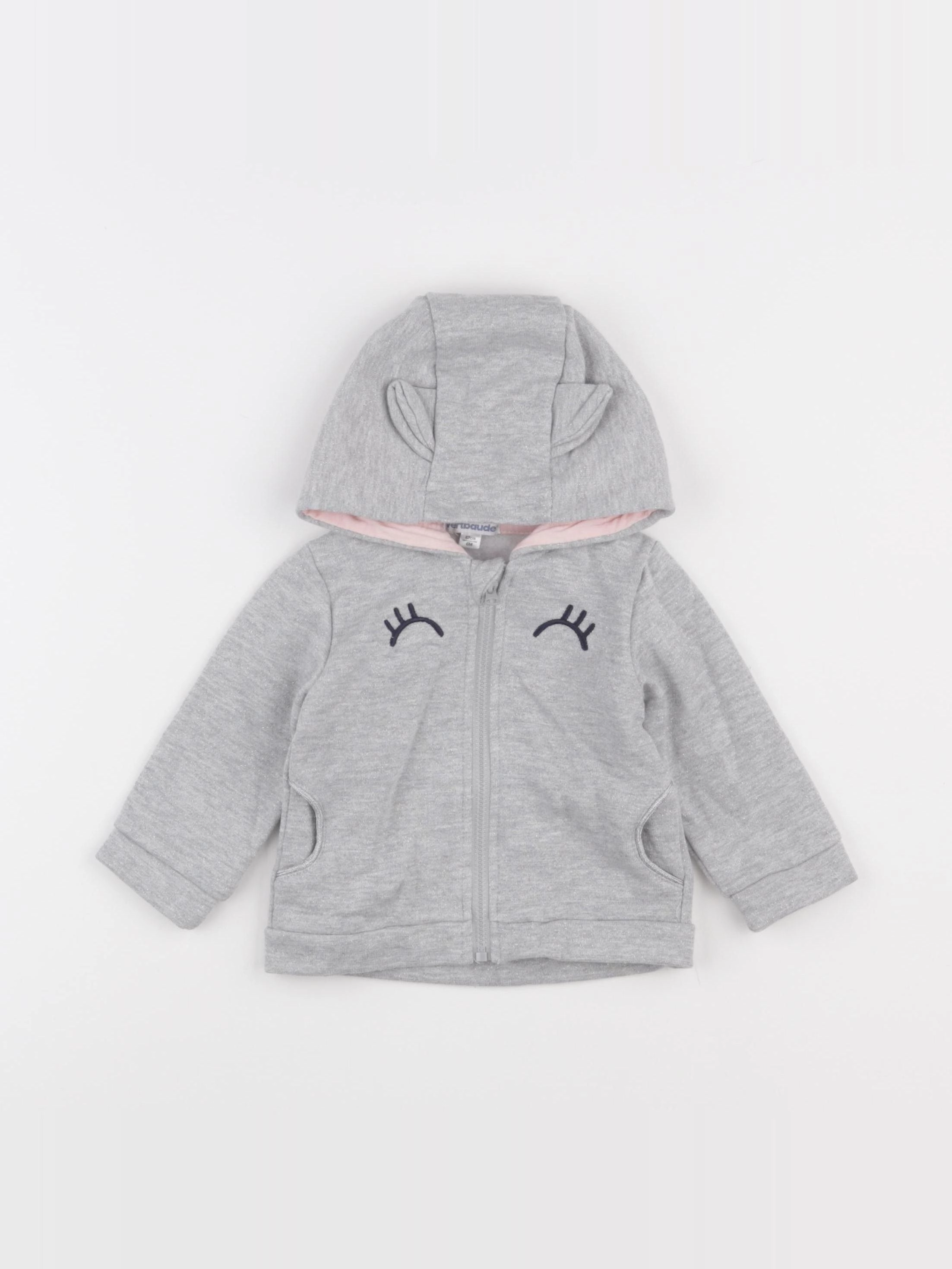 Vertbaudet - sweat gris, argent - 6 mois