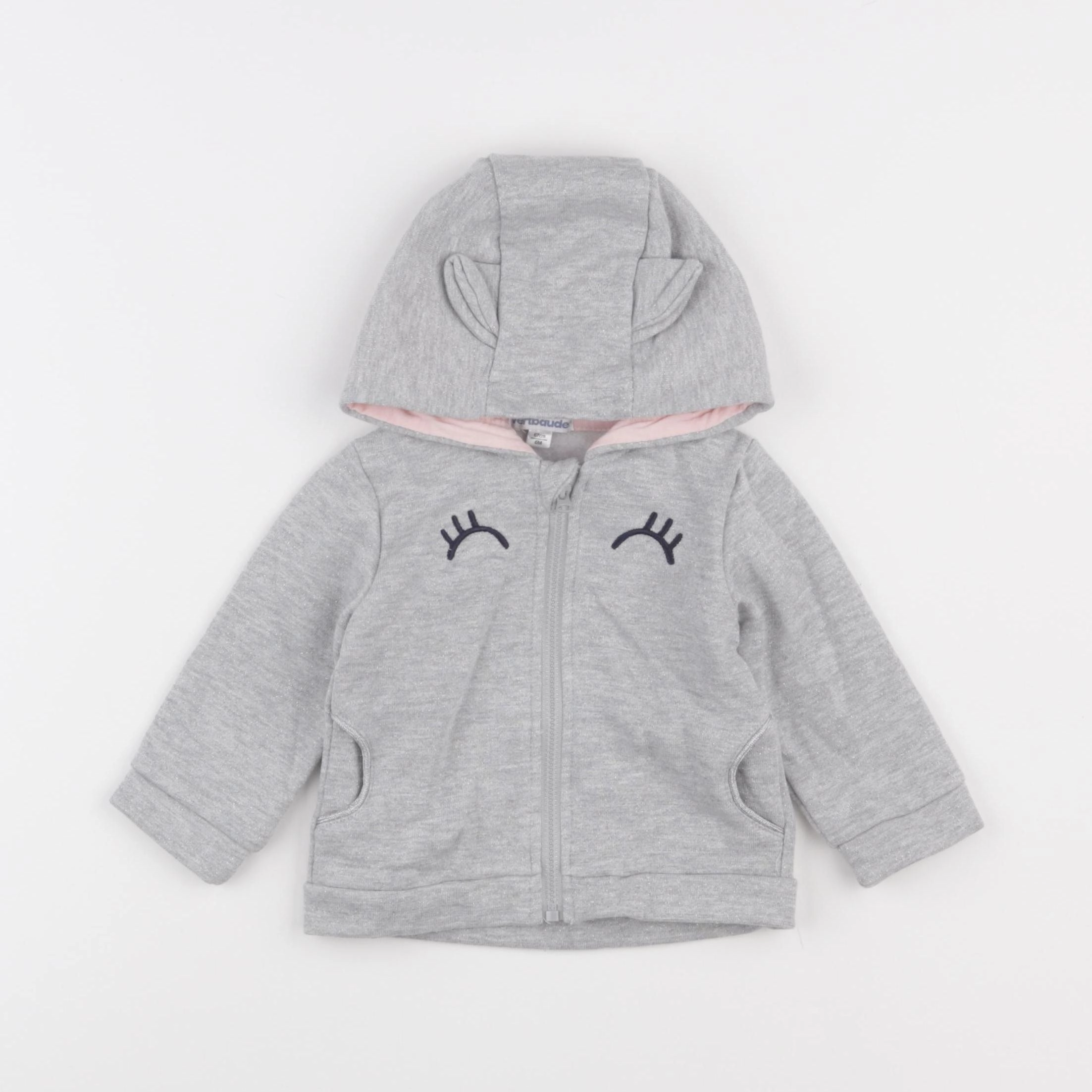Vertbaudet - sweat gris, argent - 6 mois