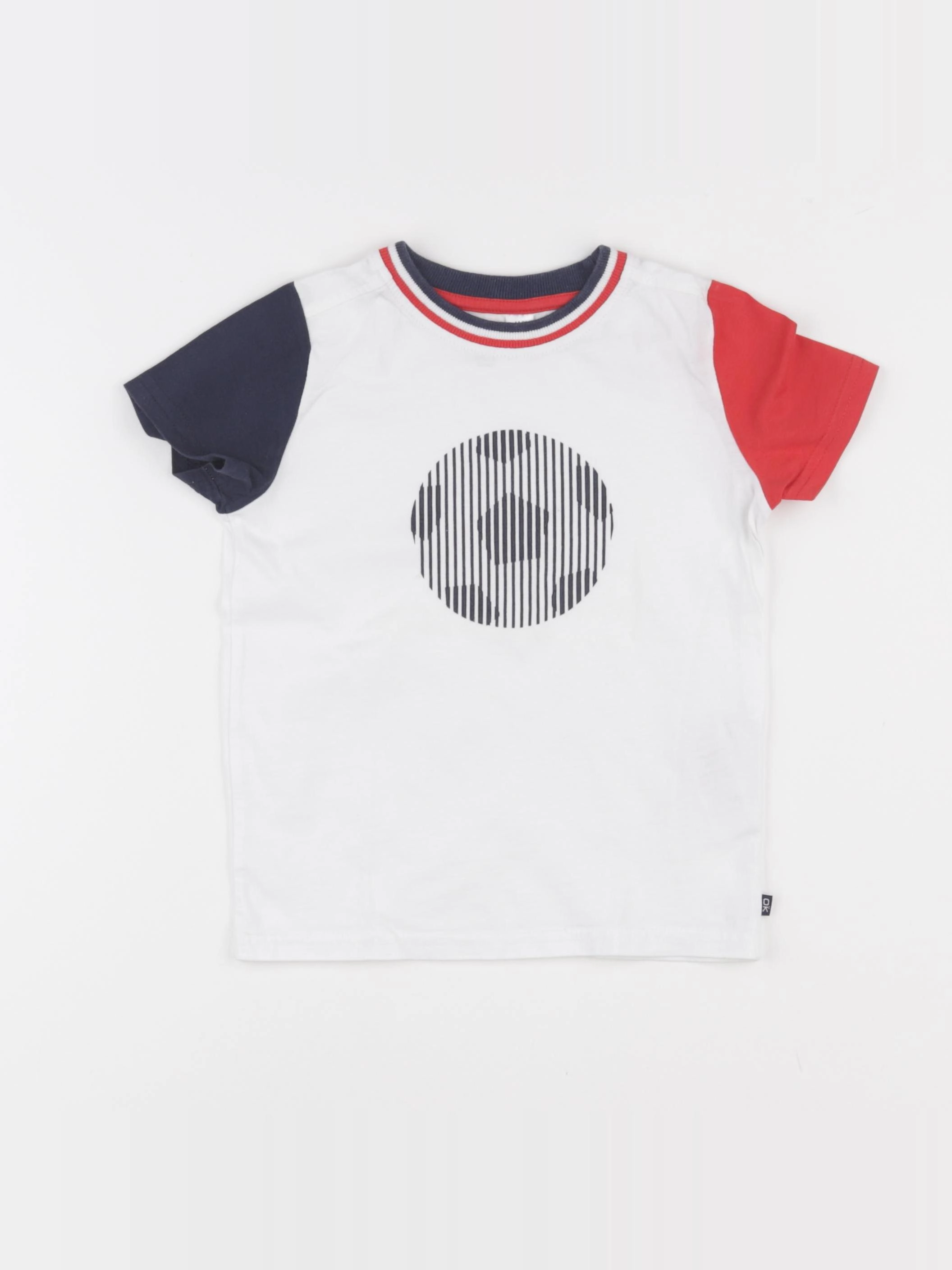 Okaidi - tee-shirt blanc, bleu - 4 ans