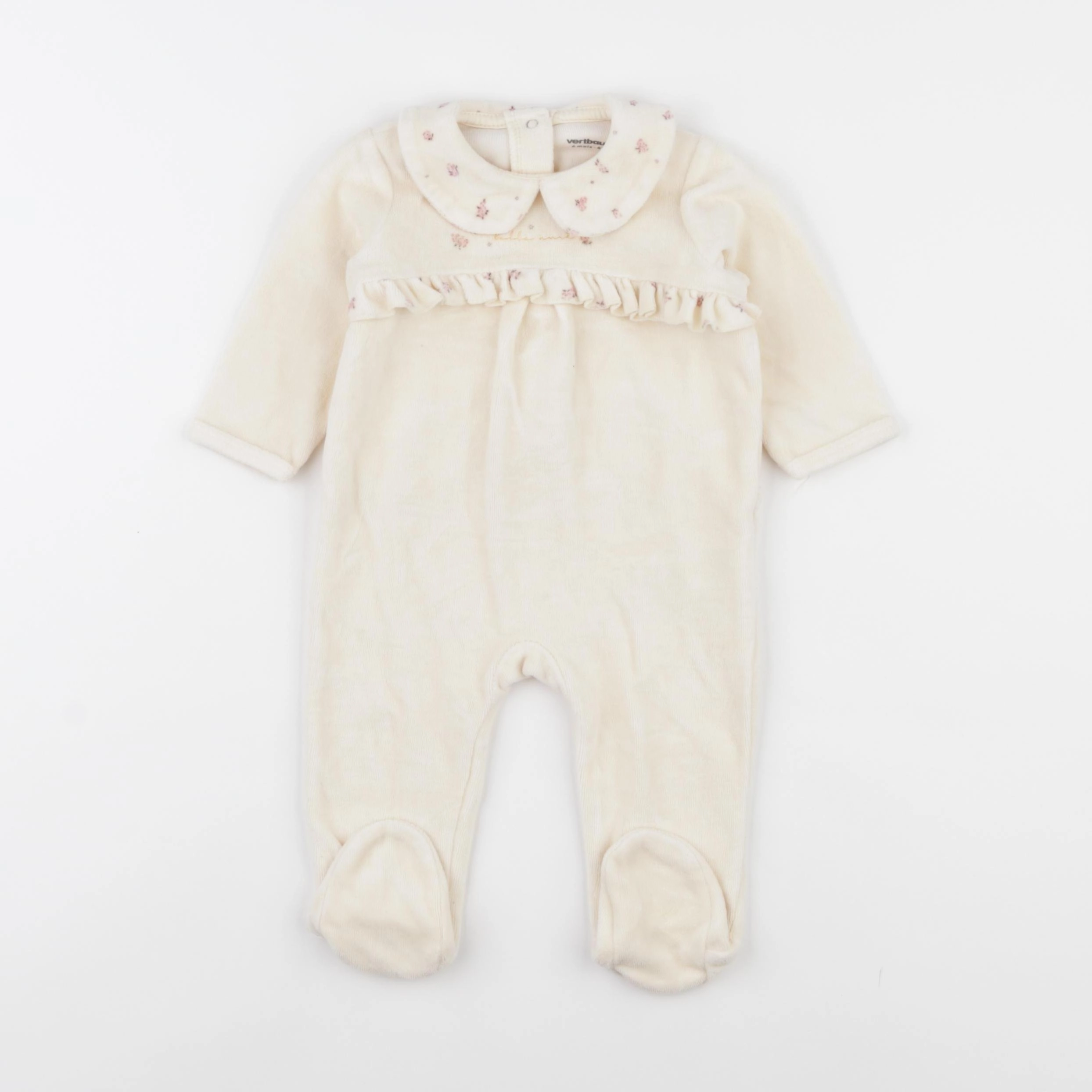 Vertbaudet - pyjama velours beige - 6 mois