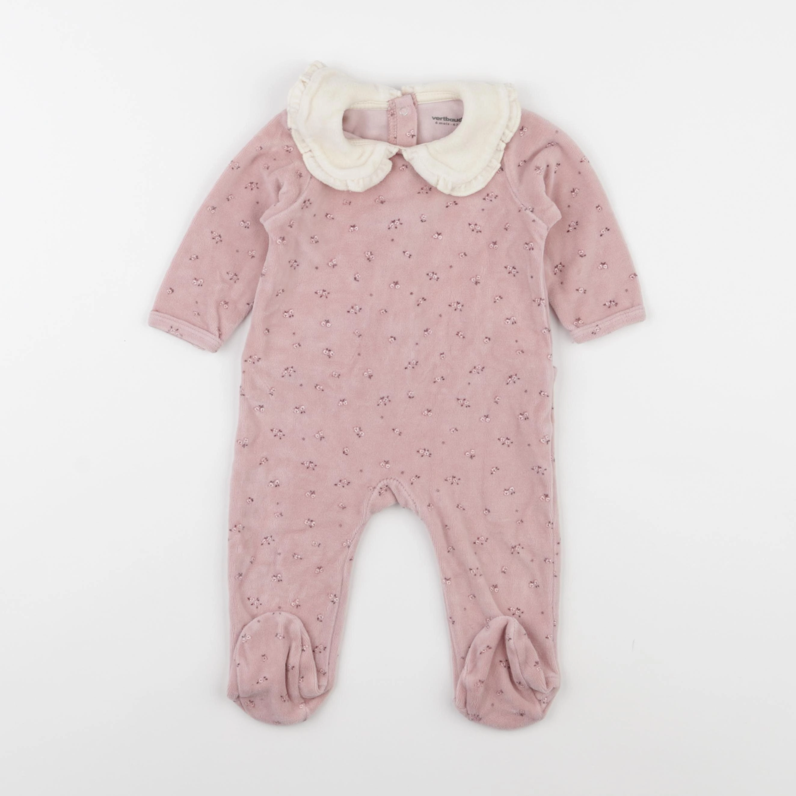 Vertbaudet - pyjama velours rose - 6 mois