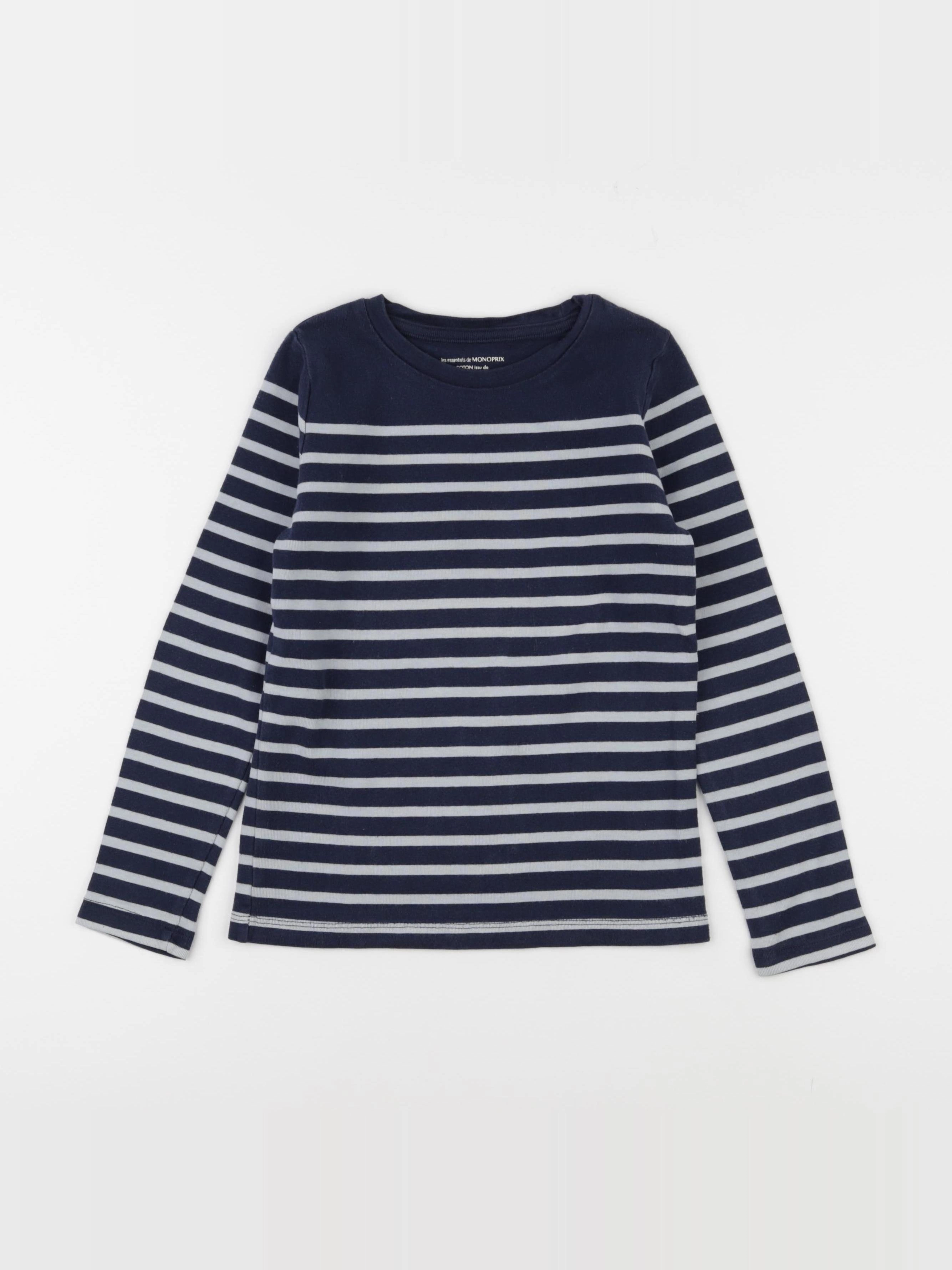 Monoprix - tee-shirt blanc, bleu - 8 ans
