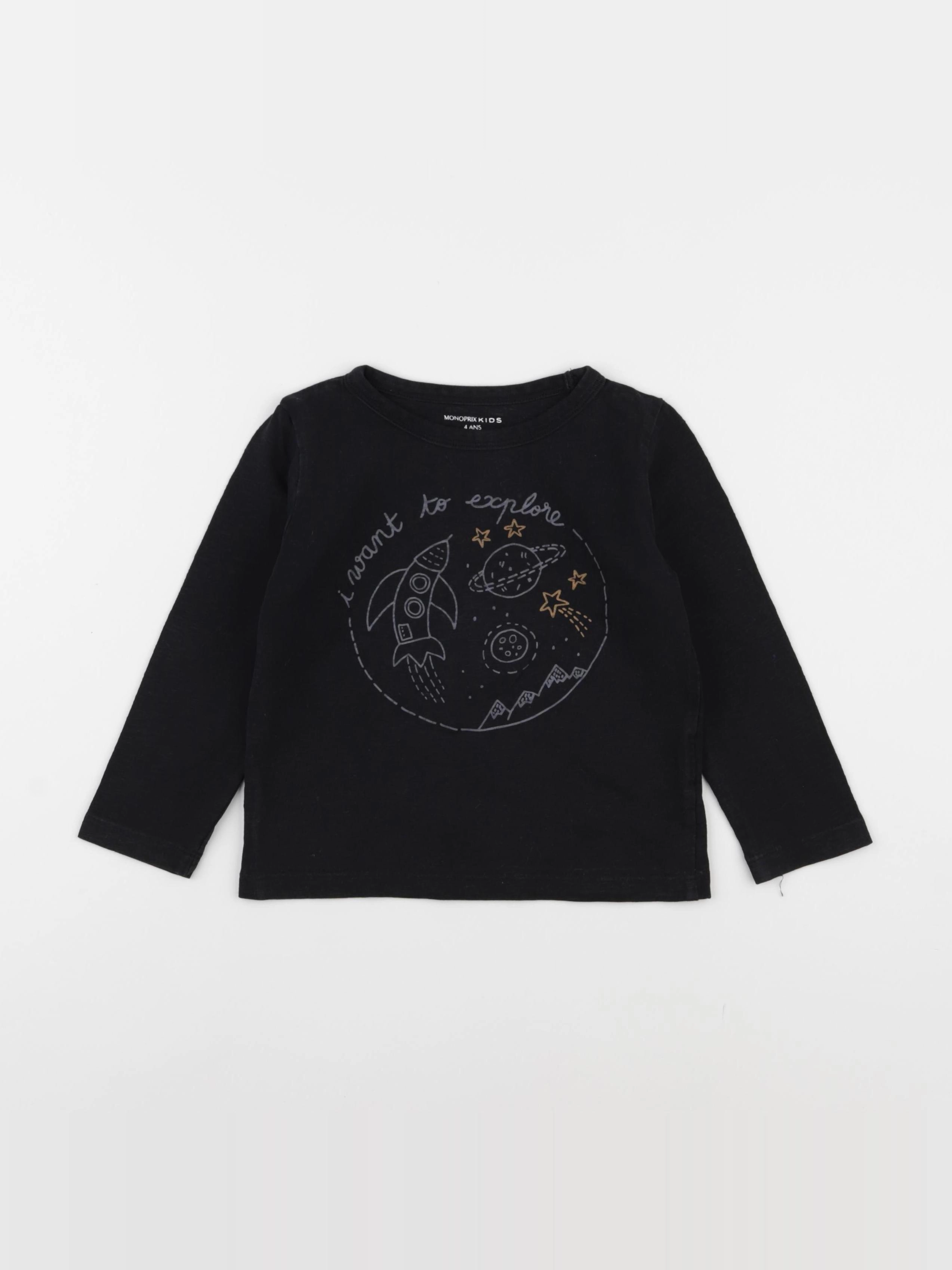 Monoprix - tee-shirt noir - 4 ans