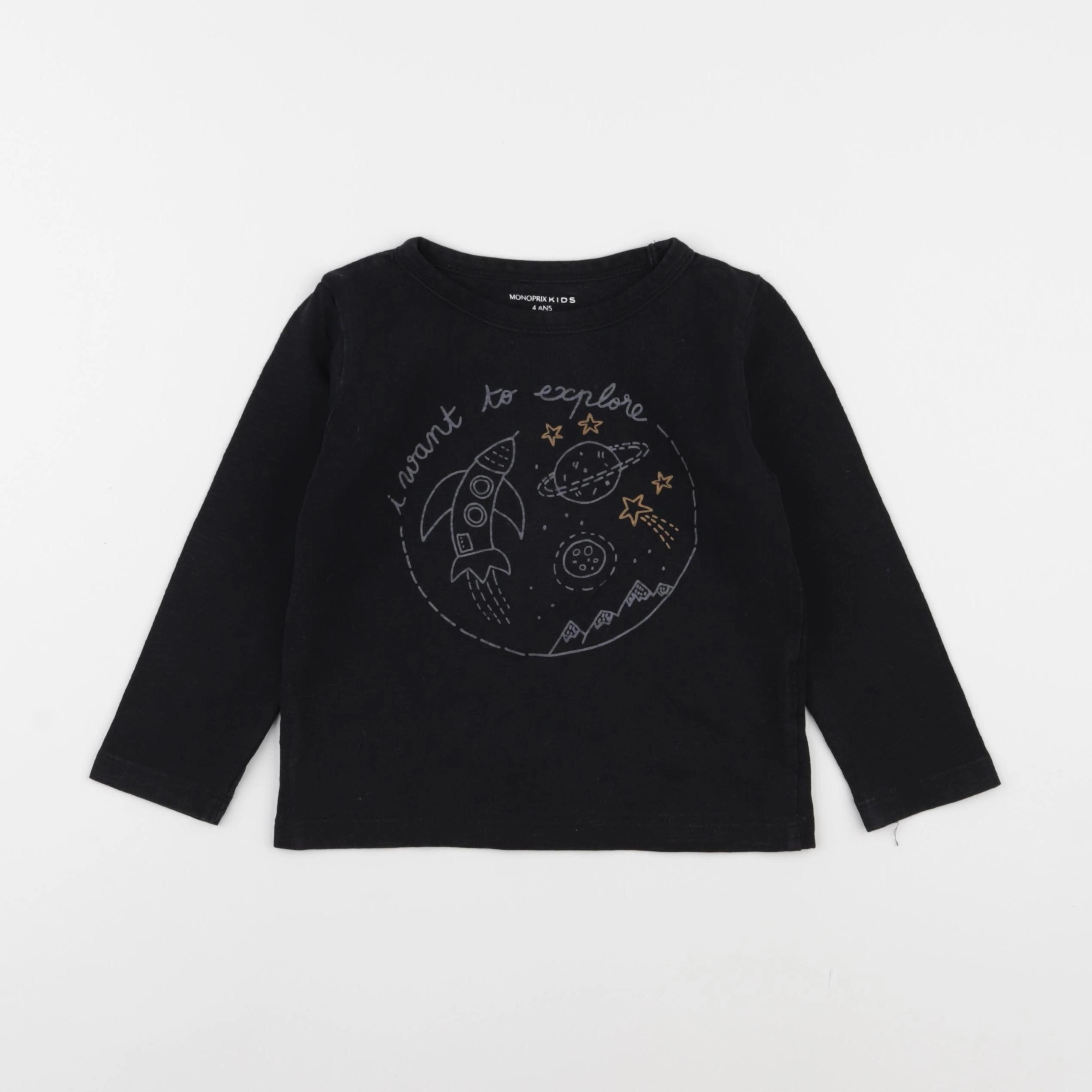 Monoprix - tee-shirt noir - 4 ans