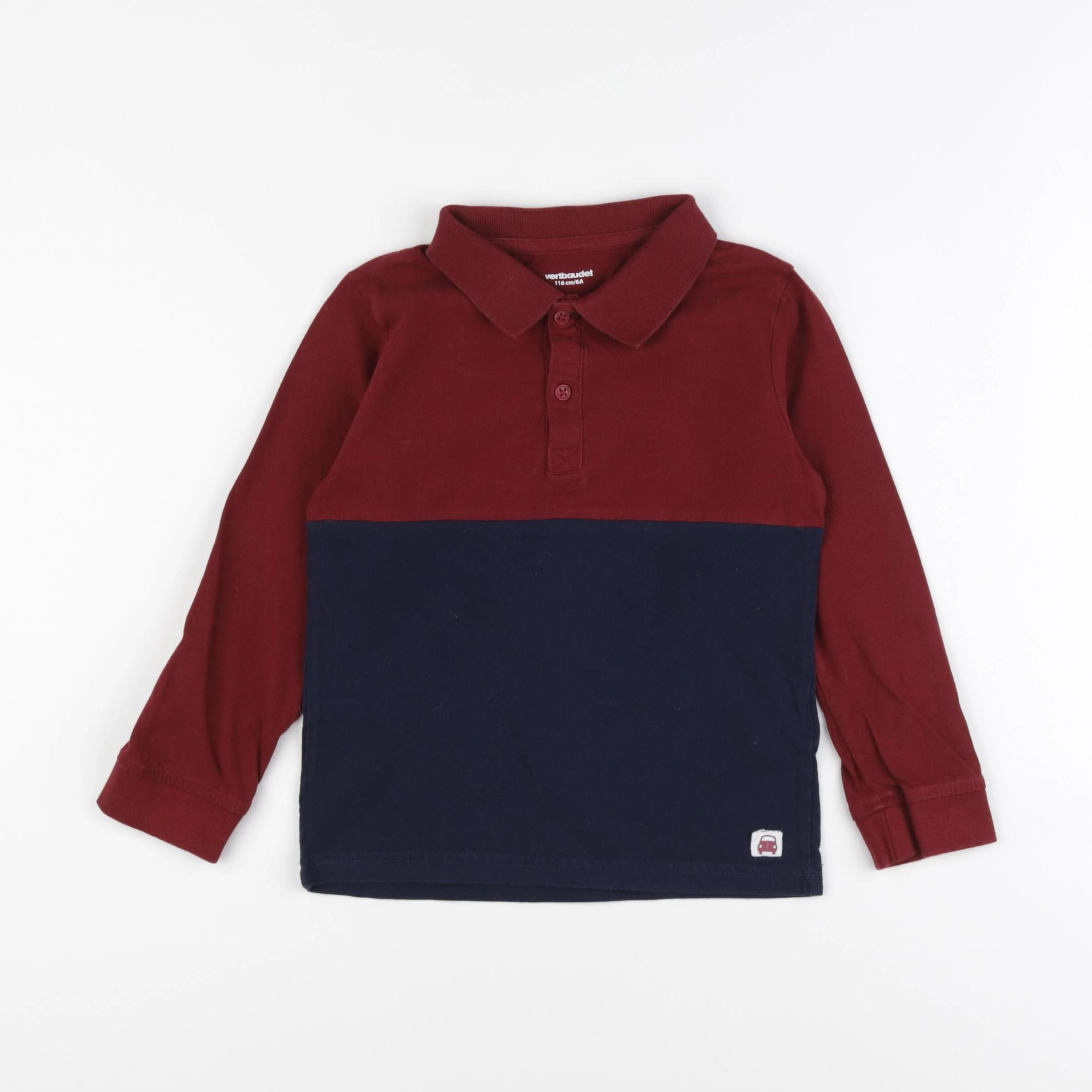 Vertbaudet - polo bleu, rouge - 6 ans