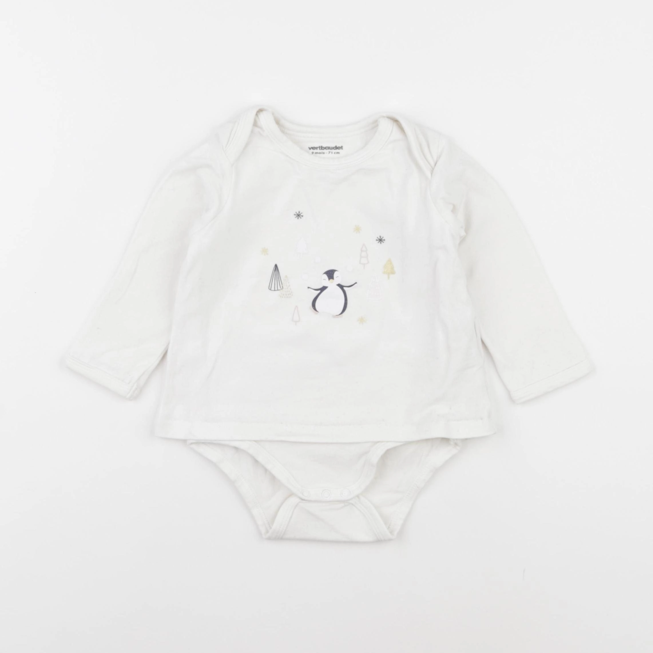 Vertbaudet - body tee-shirt blanc - 9 mois