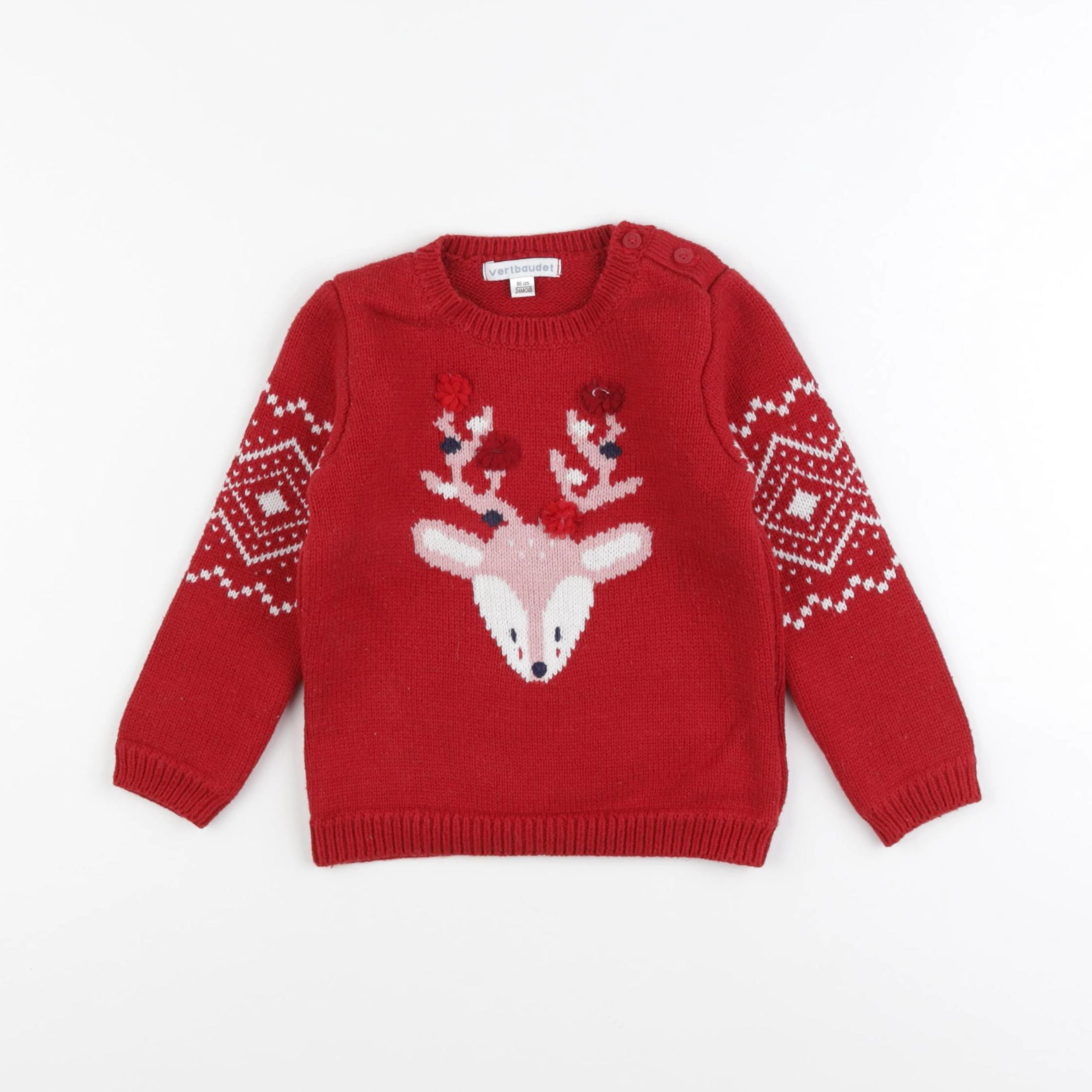Vertbaudet - pull rouge - 24 mois