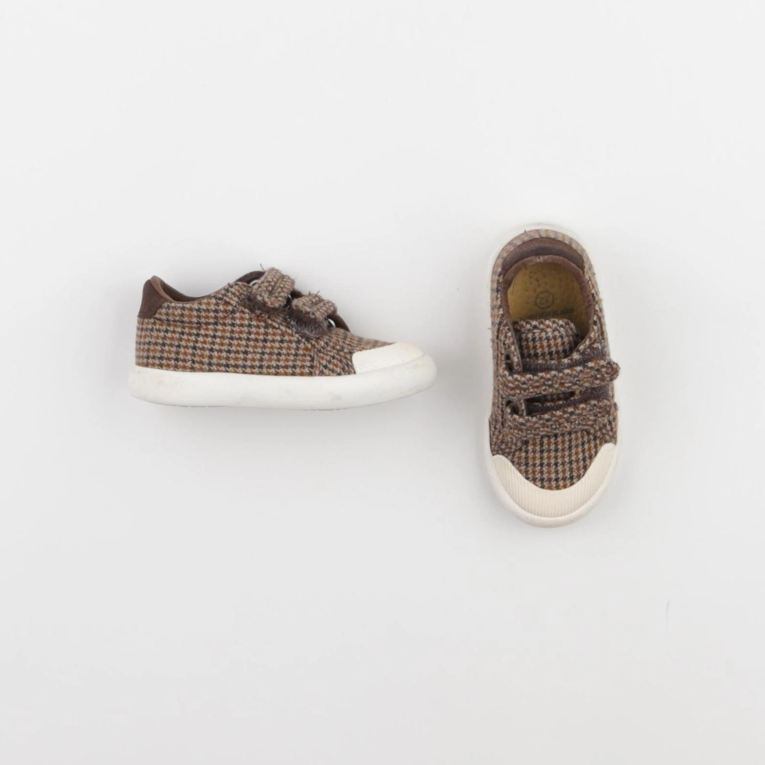 Vertbaudet - tennis à scratch/ lacets marron - pointure 22