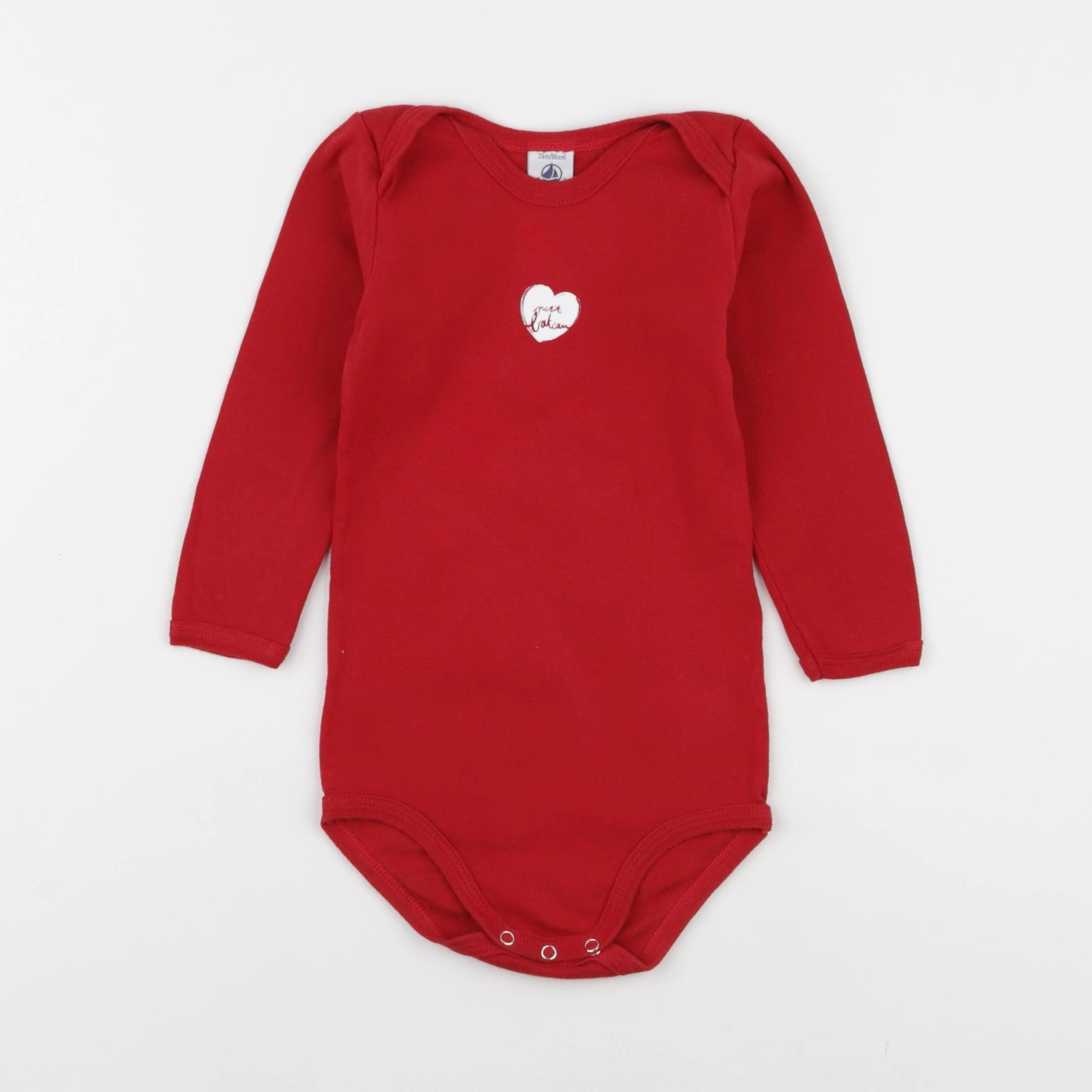 Petit Bateau - body rouge - 24 mois